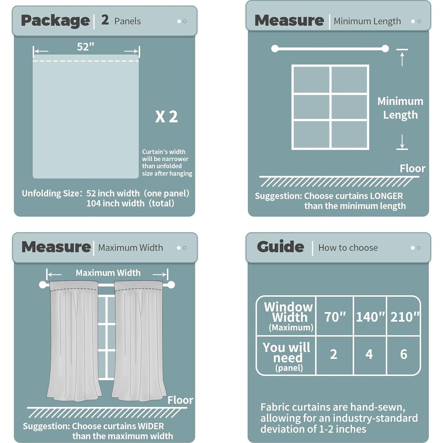 Cortinas BGment 100% Blackout 2 Paneles 52x84 Blanco