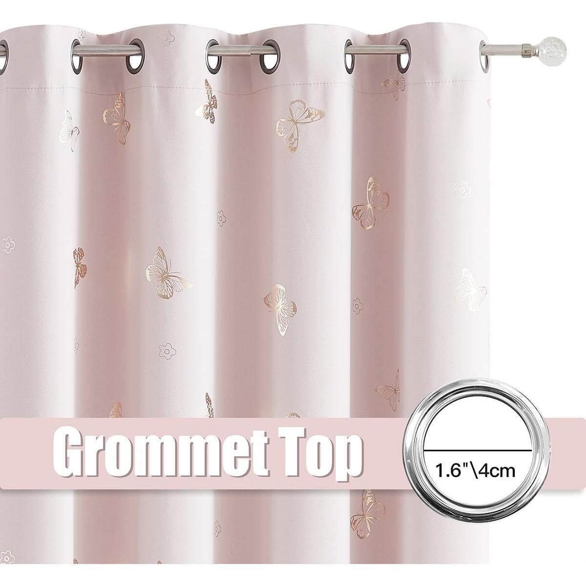 Cortinas Opacas de Mariposa Rosa Jubilantex 2 Paneles 132x137 cm