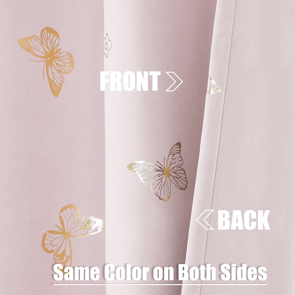 Cortinas Opacas de Mariposa Rosa Jubilantex 2 Paneles 132x137 cm