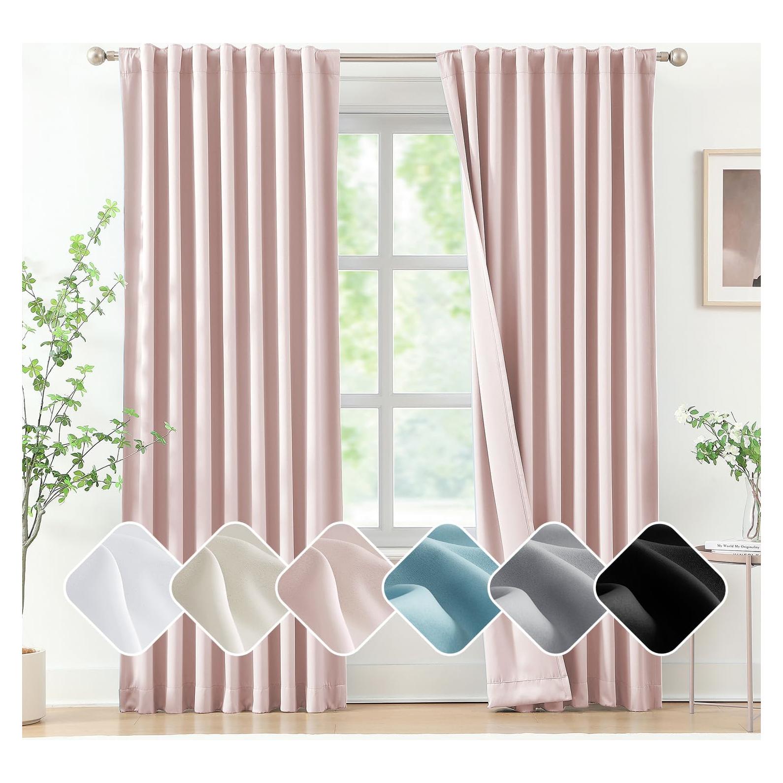 Cortinas Opacas Rosa Bebé 52" x 95" Treatmentex - 2 Paneles