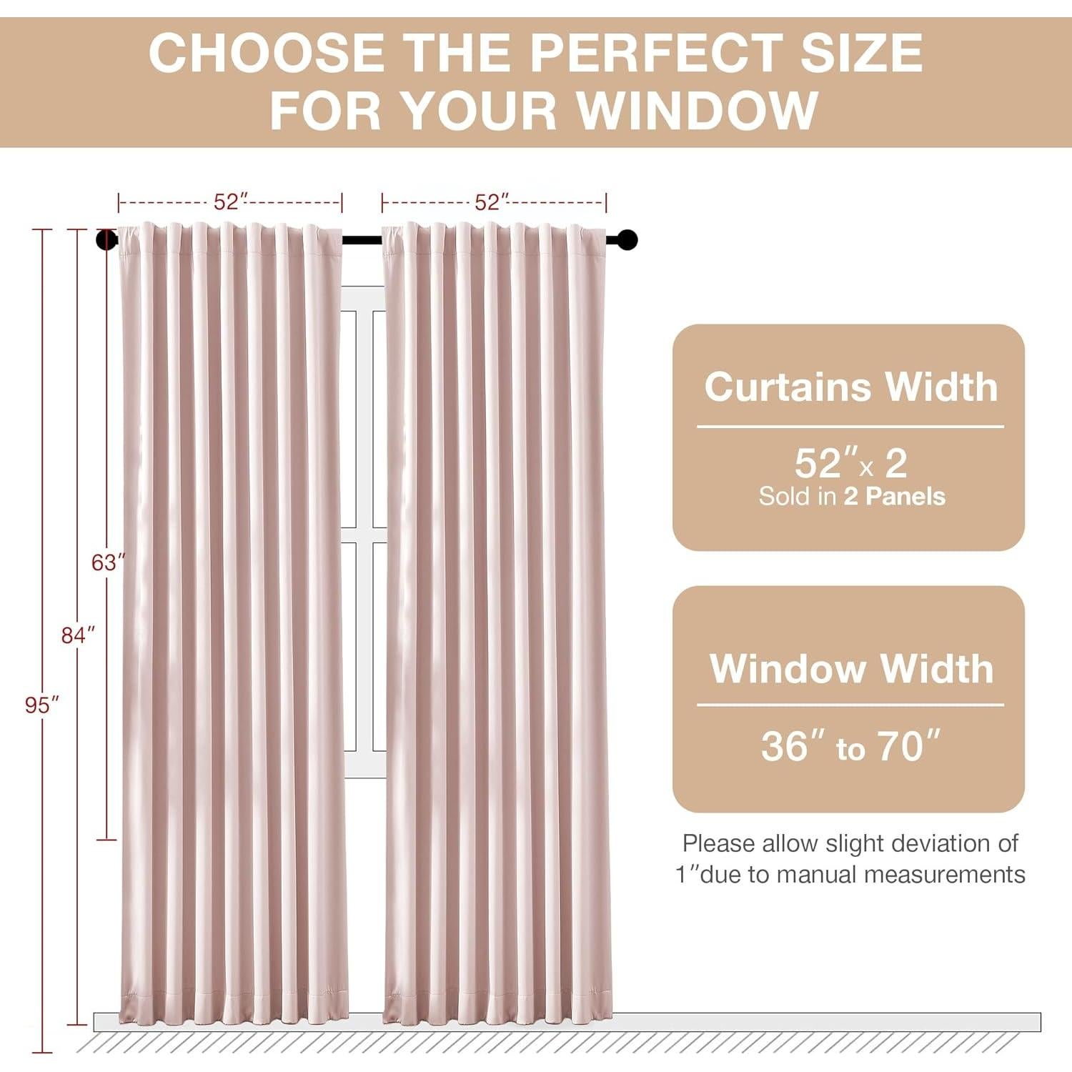 Cortinas Opacas Rosa Bebé 52" x 95" Treatmentex - 2 Paneles