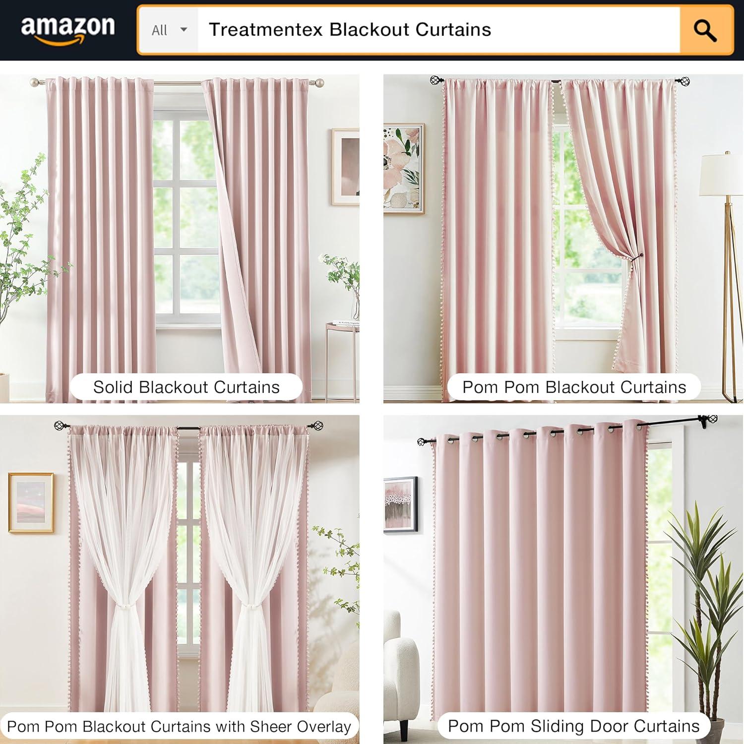 Cortinas Opacas Rosa Bebé 52" x 95" Treatmentex - 2 Paneles