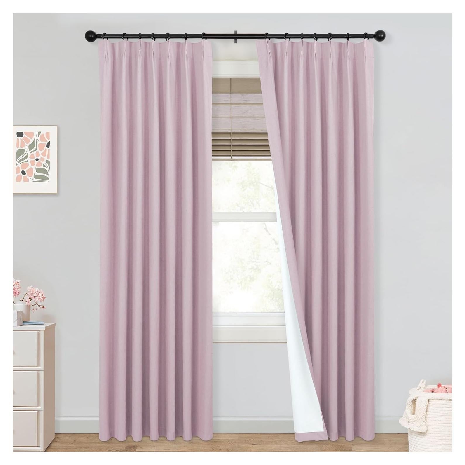 Cortinas Opacas Rosa Mrs.Naturall 213 cm 2 Paneles Pliegues