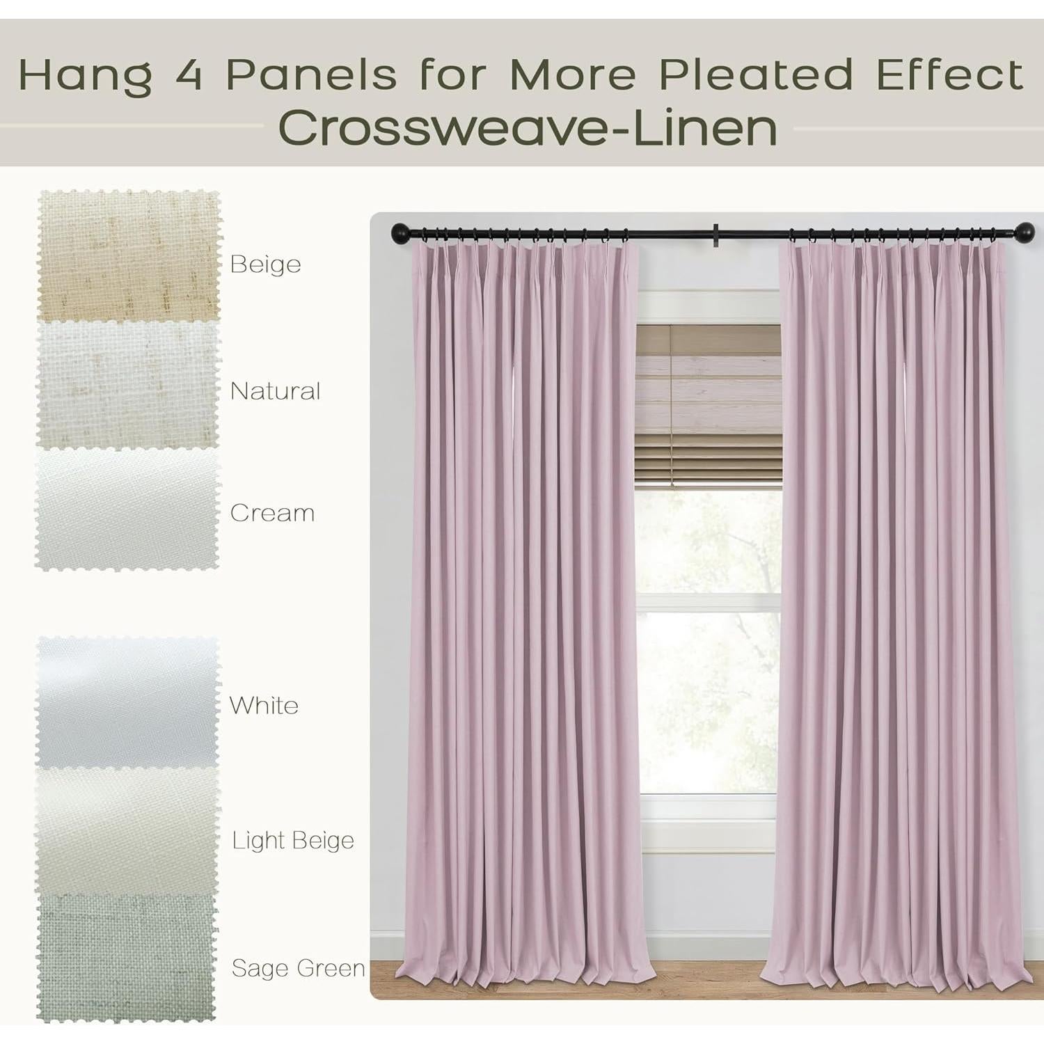 Cortinas Opacas Rosa Mrs.Naturall 213 cm 2 Paneles Pliegues