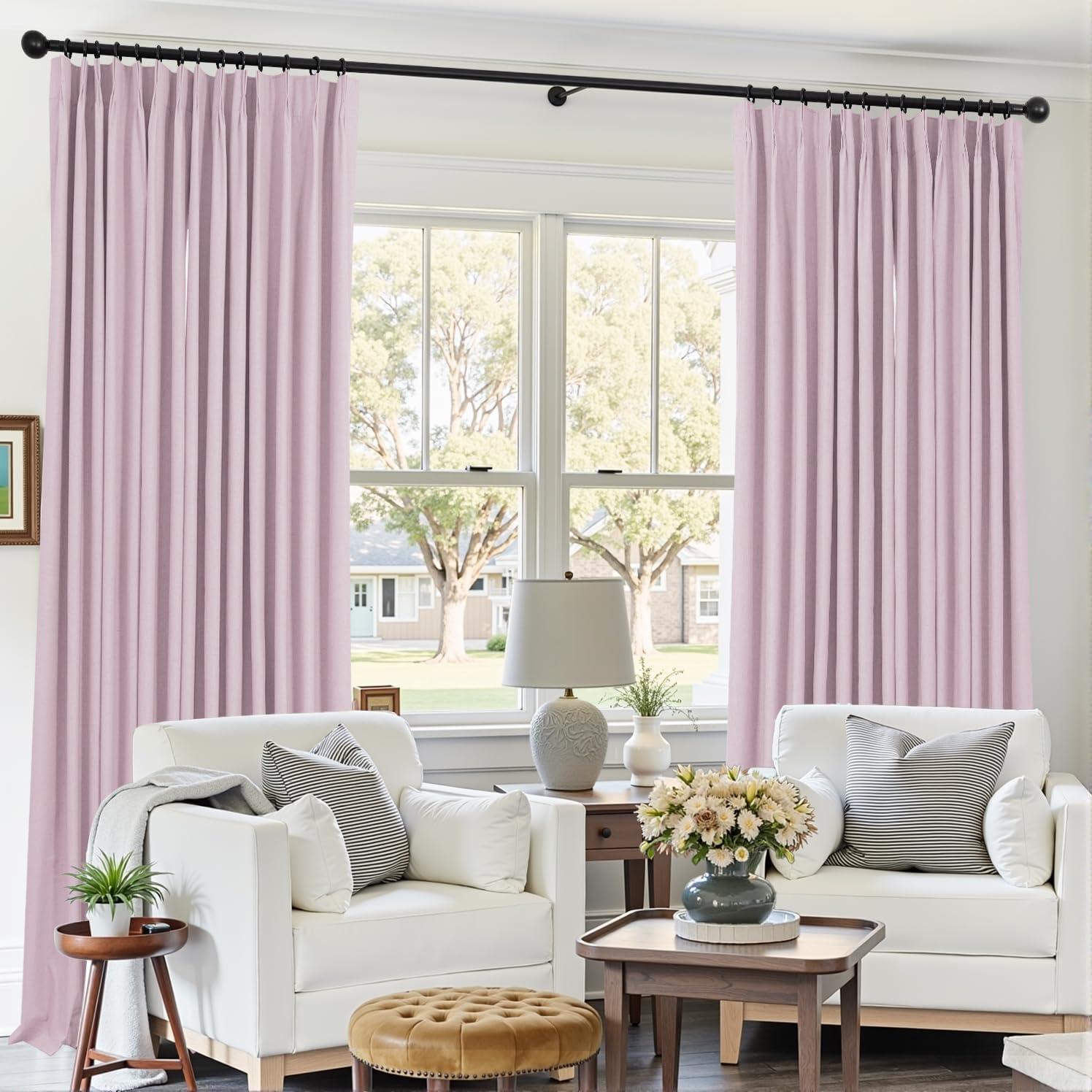 Cortinas Opacas Rosa Mrs.Naturall 213 cm 2 Paneles Pliegues