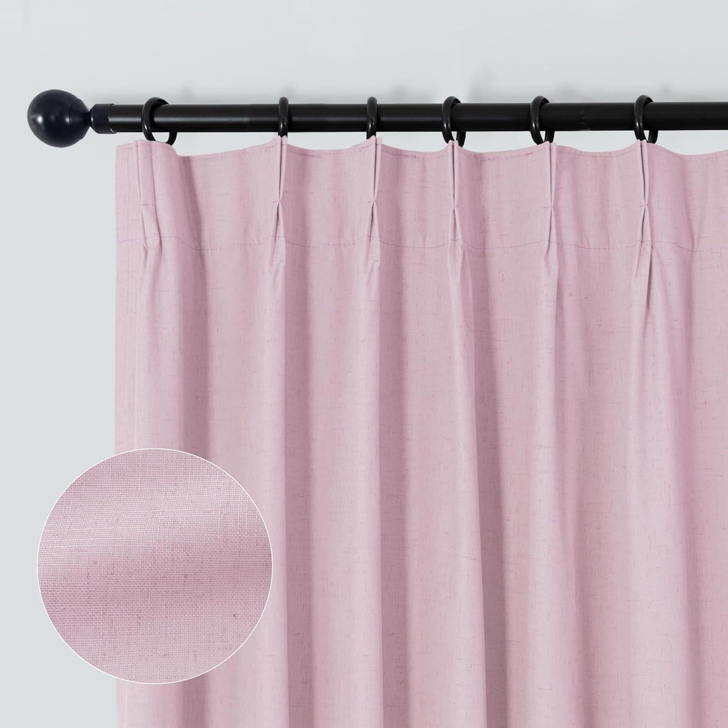 Cortinas Opacas Rosa Mrs.Naturall 213 cm 2 Paneles Pliegues