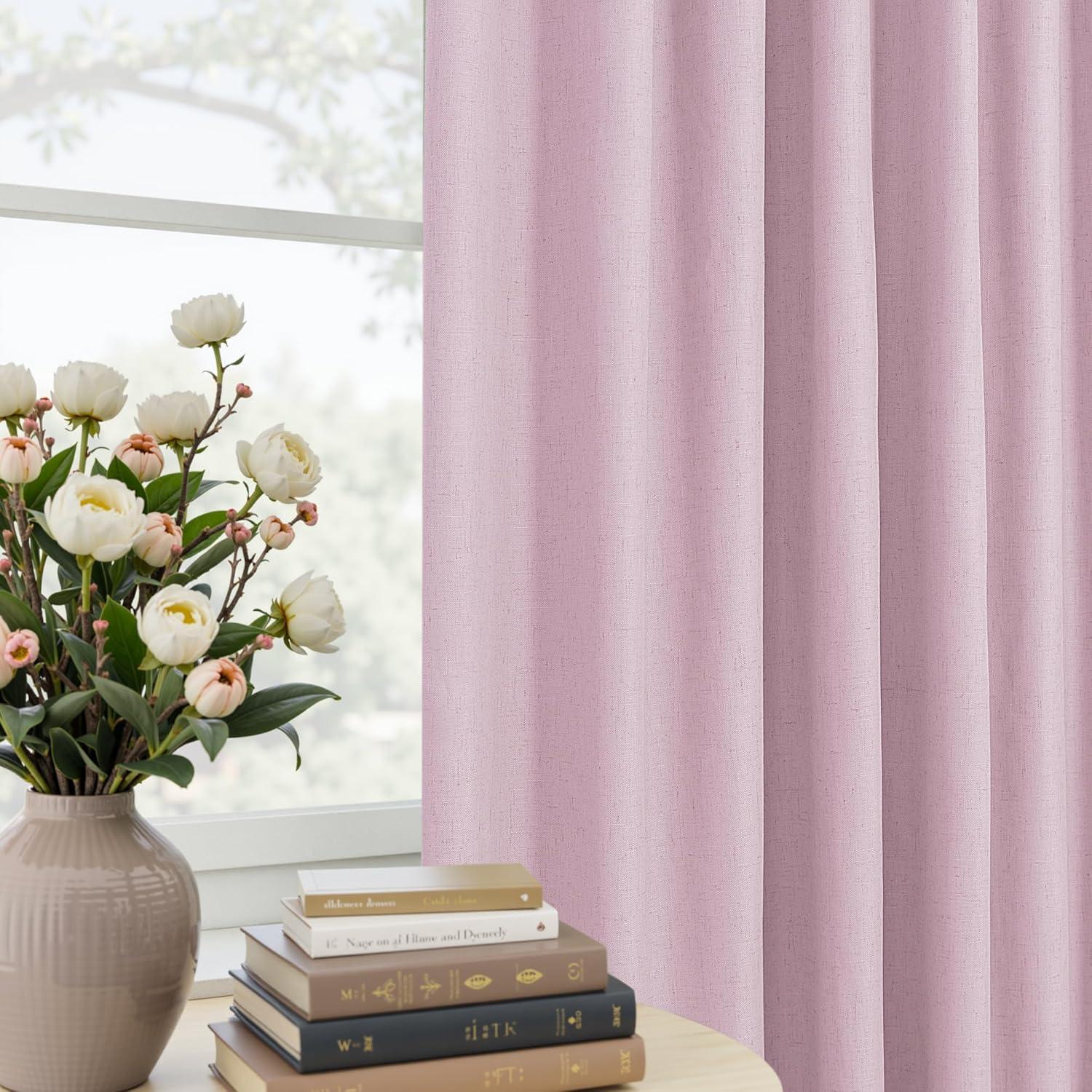 Cortinas Opacas Rosa Mrs.Naturall 213 cm 2 Paneles Pliegues