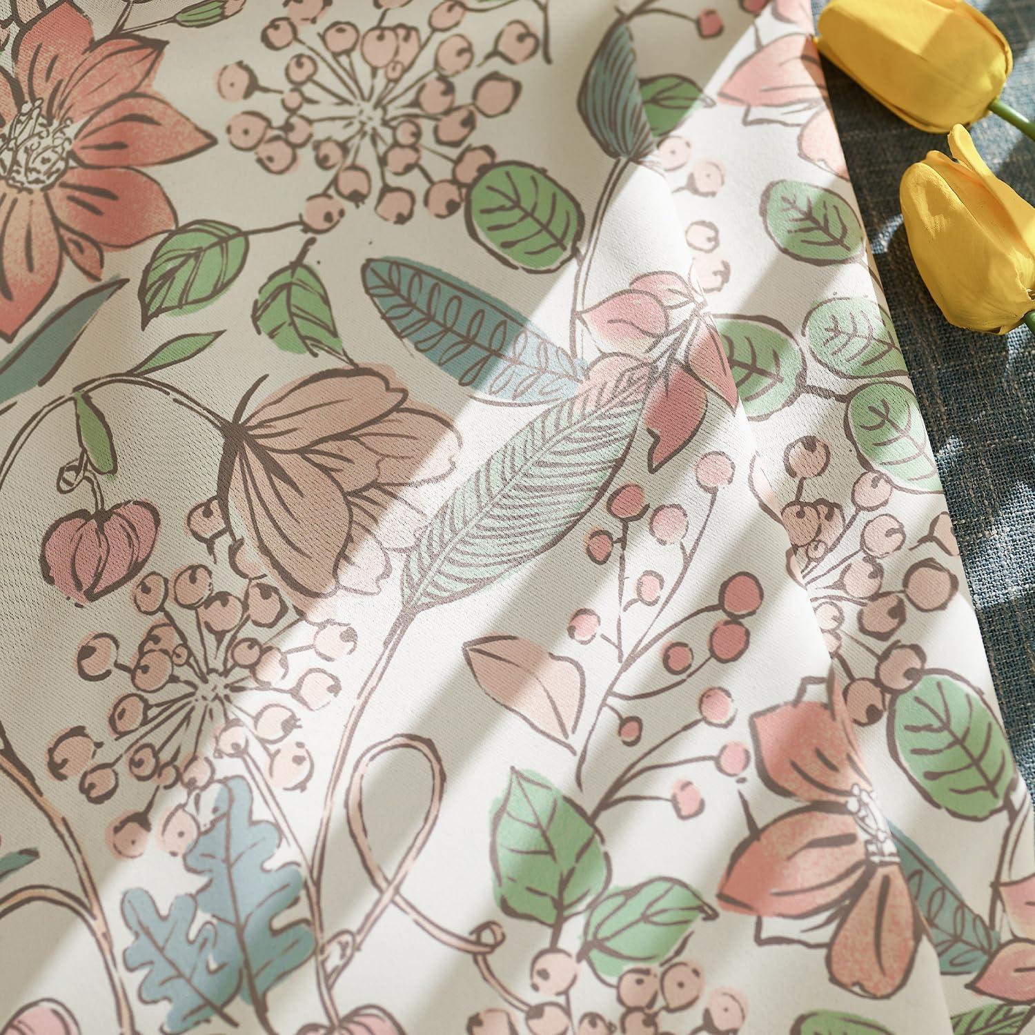 Cortinas Opacas Jinchan Rosa Floral 132x213 cm - Juego de 2