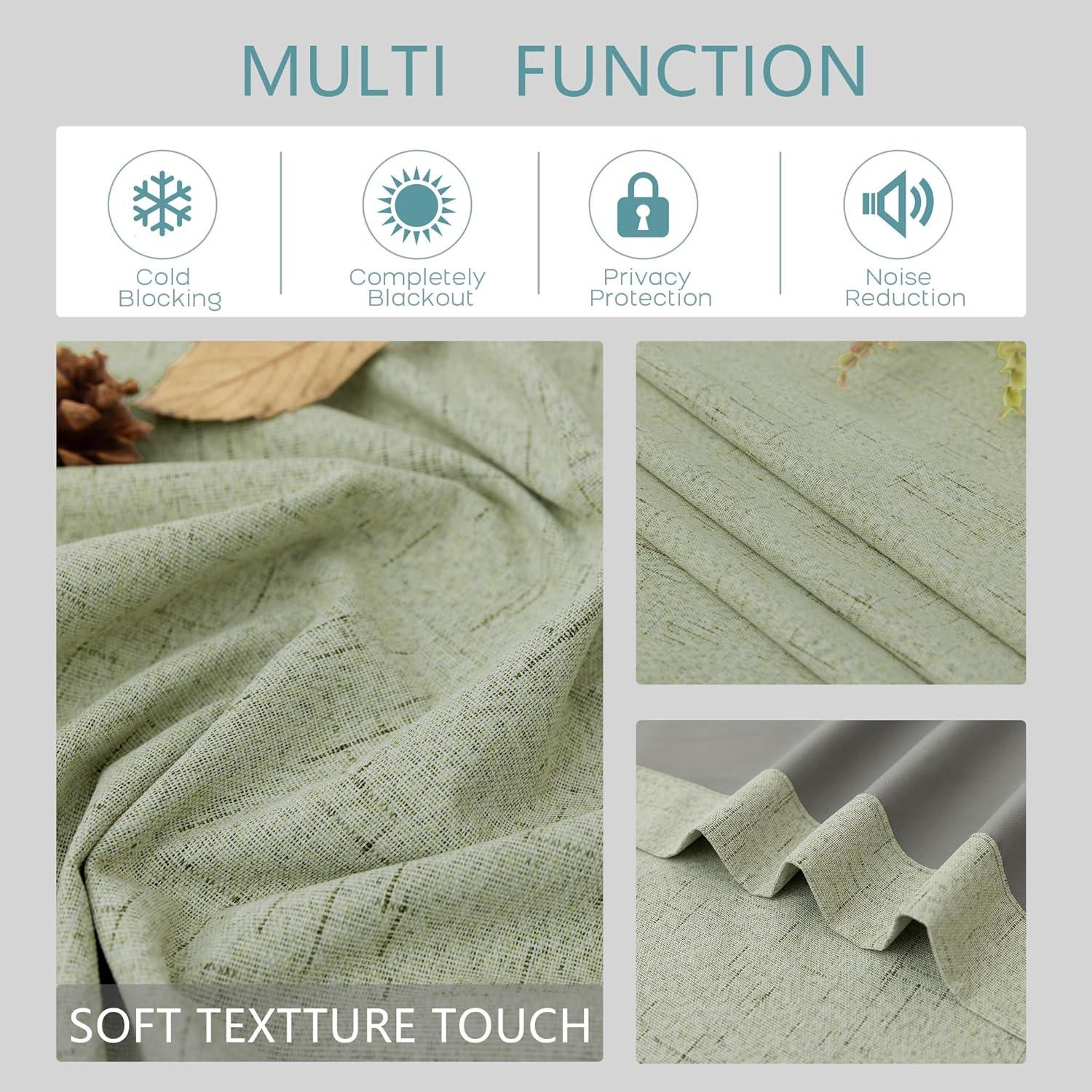 Cortinas Opacas de Lino Mrs.Naturall 52x96 Verde Salvia