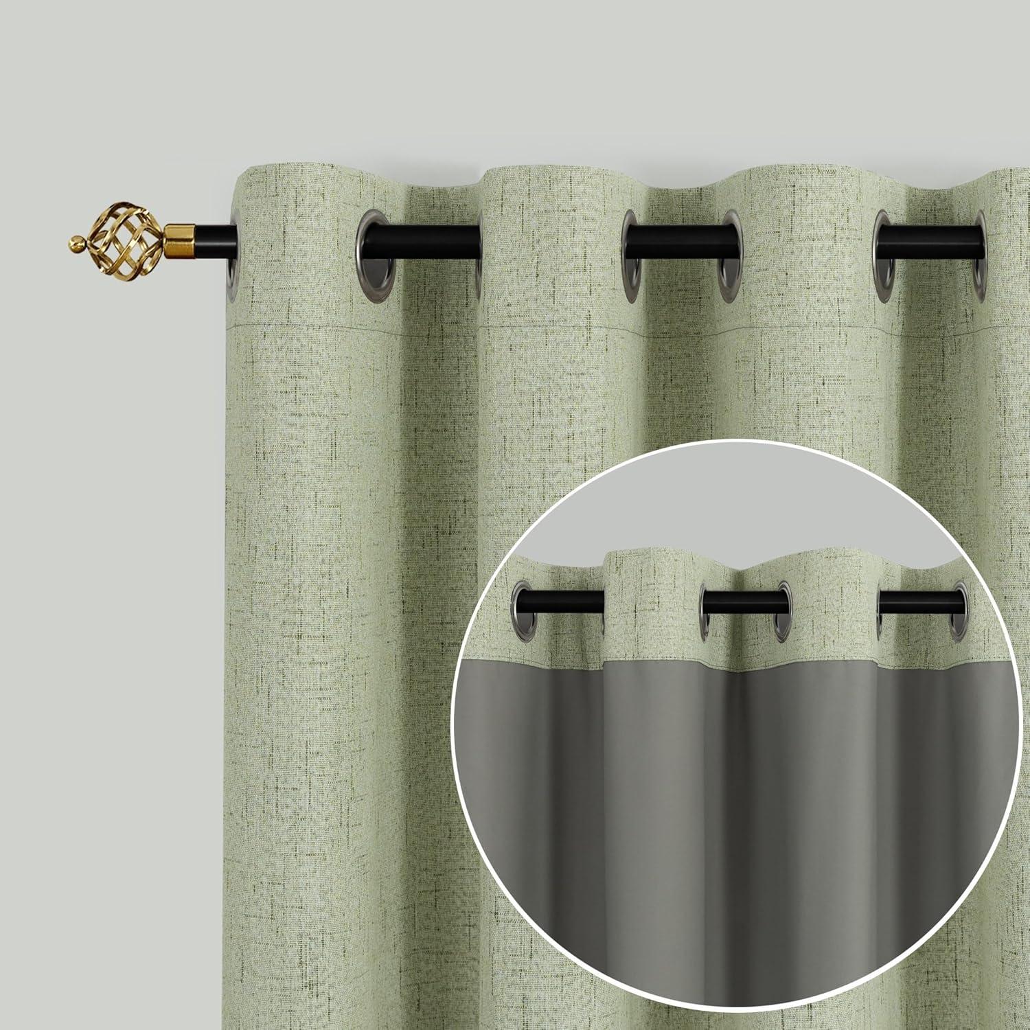 Cortinas Opacas de Lino Mrs.Naturall 52x96 Verde Salvia