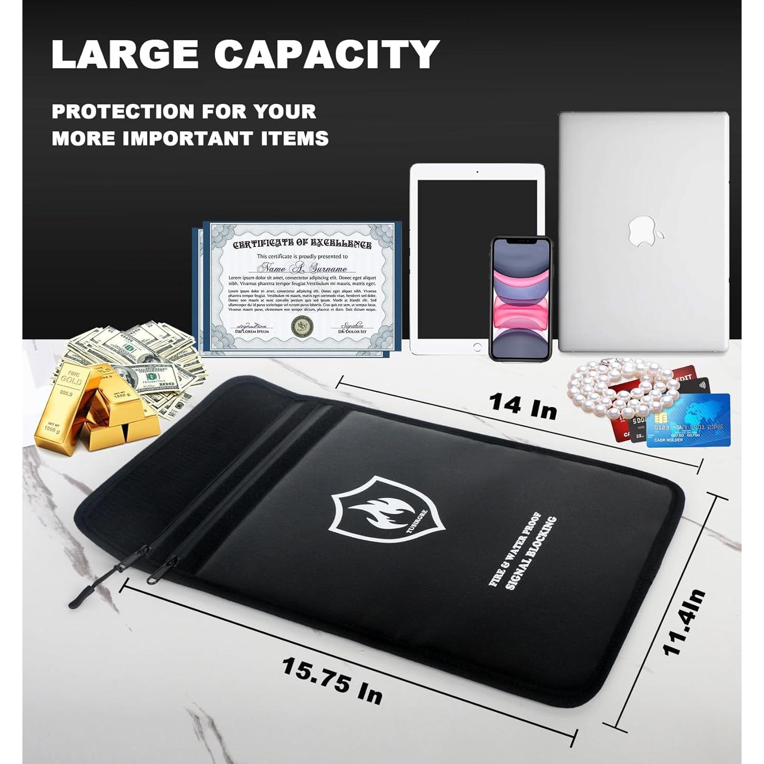 Bolsa Ignífuga Tusirgre 41x28 cm Resistente al Agua RFID