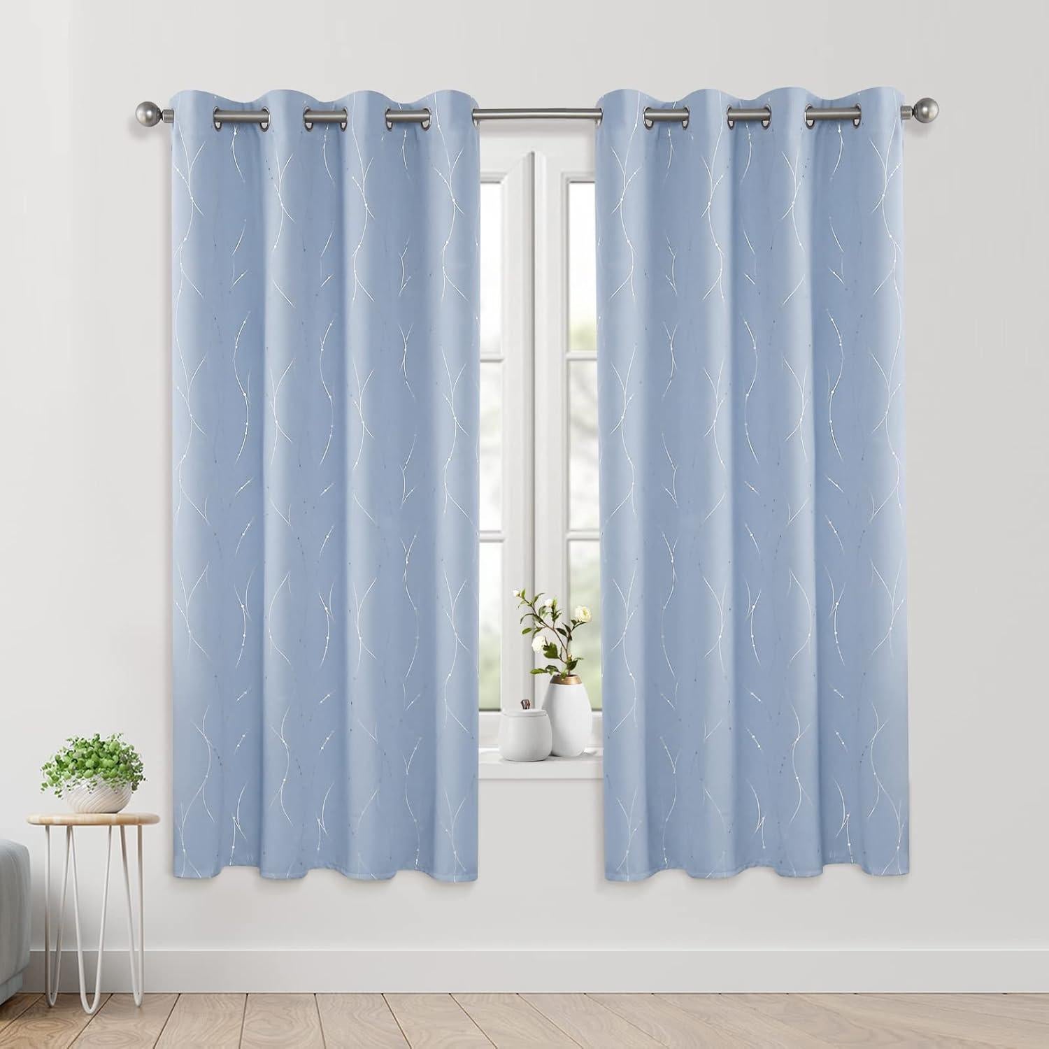 Cortinas Blackout BUHUA 2 Paneles 132x160 cm Azul Bebé