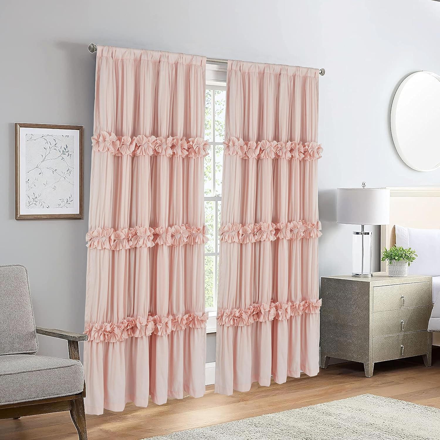 Cortinas Opacas Homechoice Decor 54x84" Rosa Durazno 2 Paneles