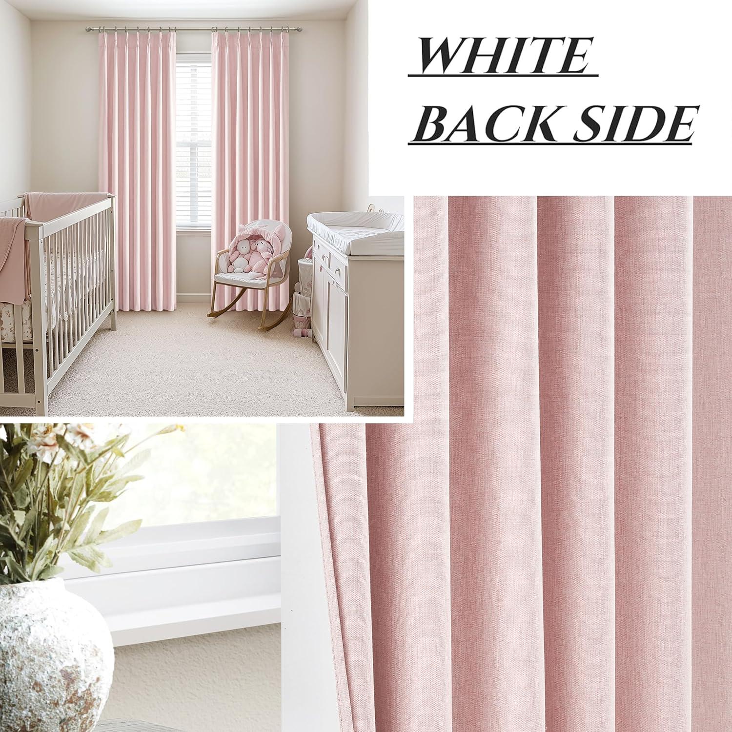 Cortinas Opacas QJmydeco Rosa Bebé 243.84 cm Juego de 2