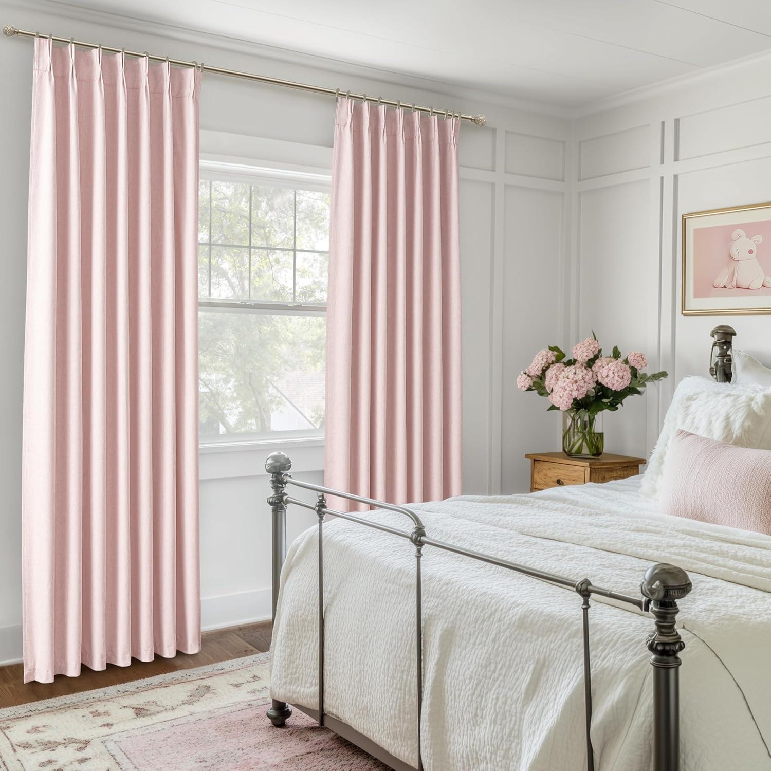 Cortinas Opacas QJmydeco Rosa Bebé 243.84 cm Juego de 2