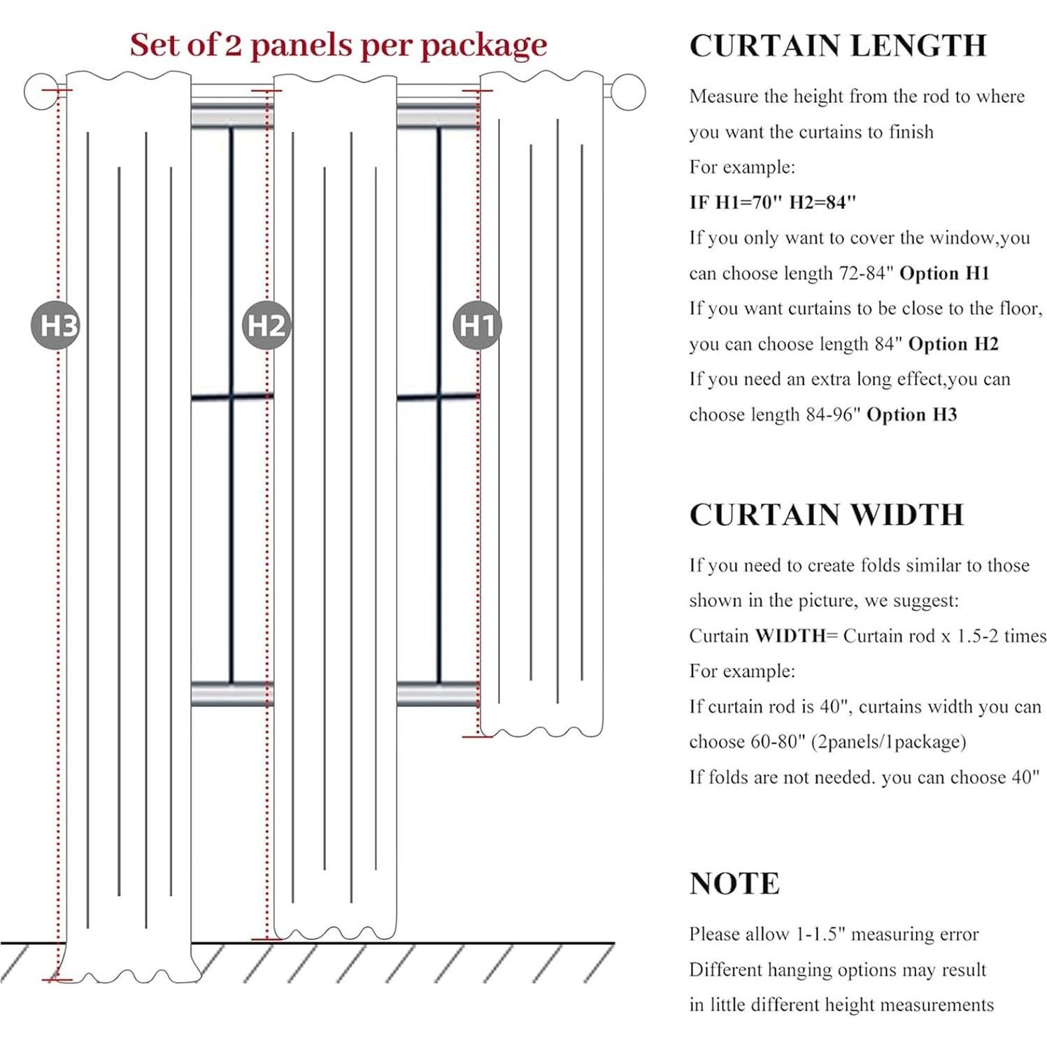 Cortinas Opacas QJmydeco Rosa Bebé 243.84 cm Juego de 2