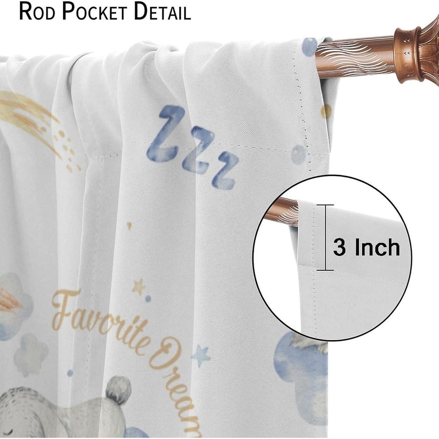 Cortinas Opacas Elefante Kawaii 2 Paneles 20.5x45 cm