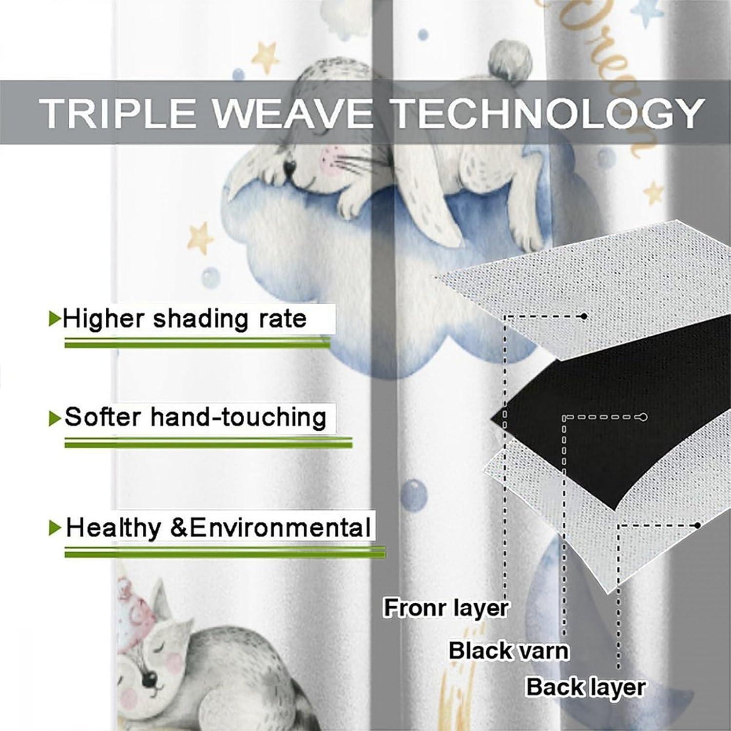 Cortinas Opacas Elefante Kawaii 2 Paneles 20.5x45 cm