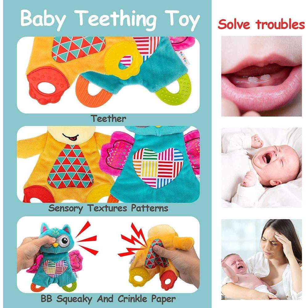 Juguetes Crinkle para Bebé 2 Pcs - Mordedor y Toalla Suave