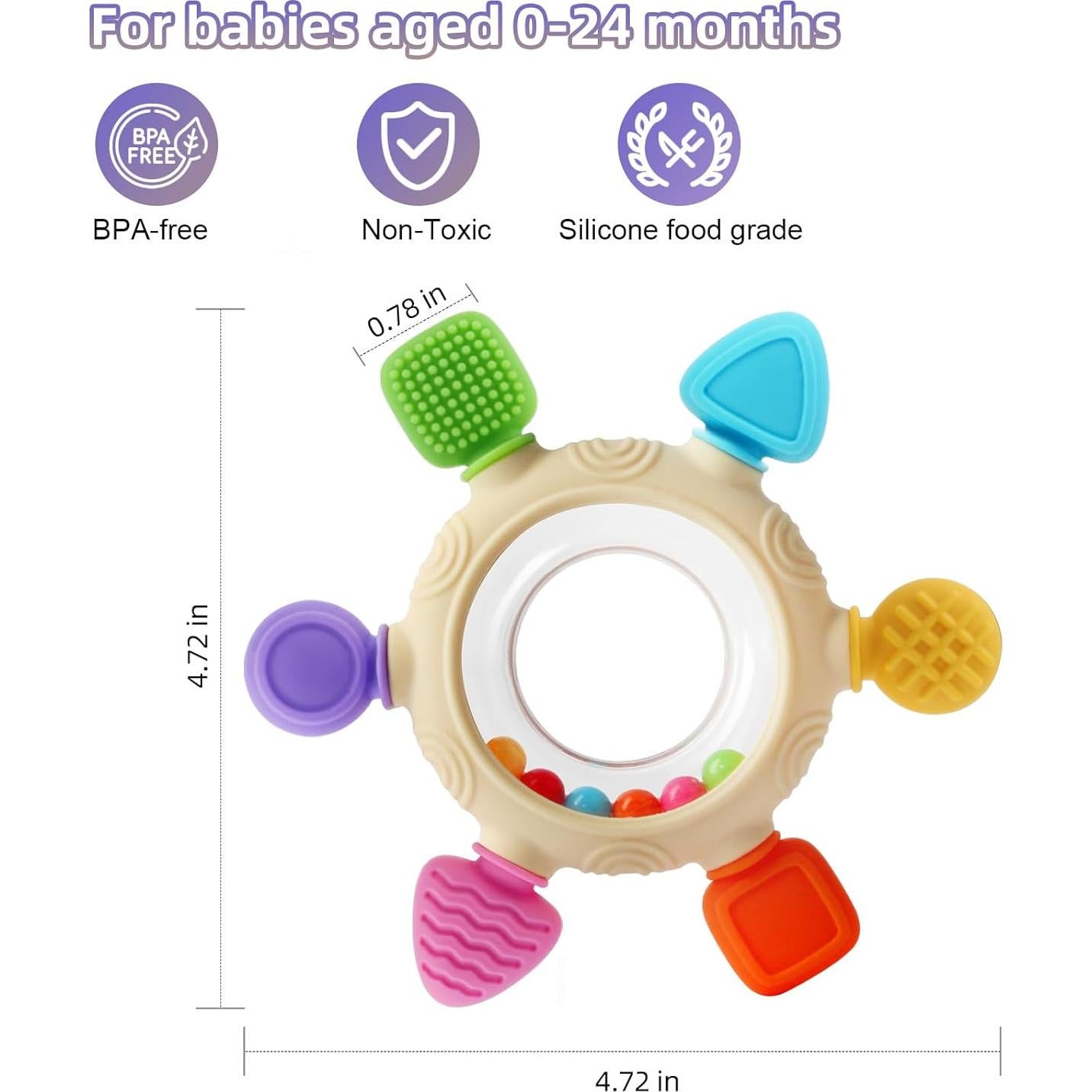 Anillo de Dentición para Bebés 0-24 Meses Silicona BPA Libre