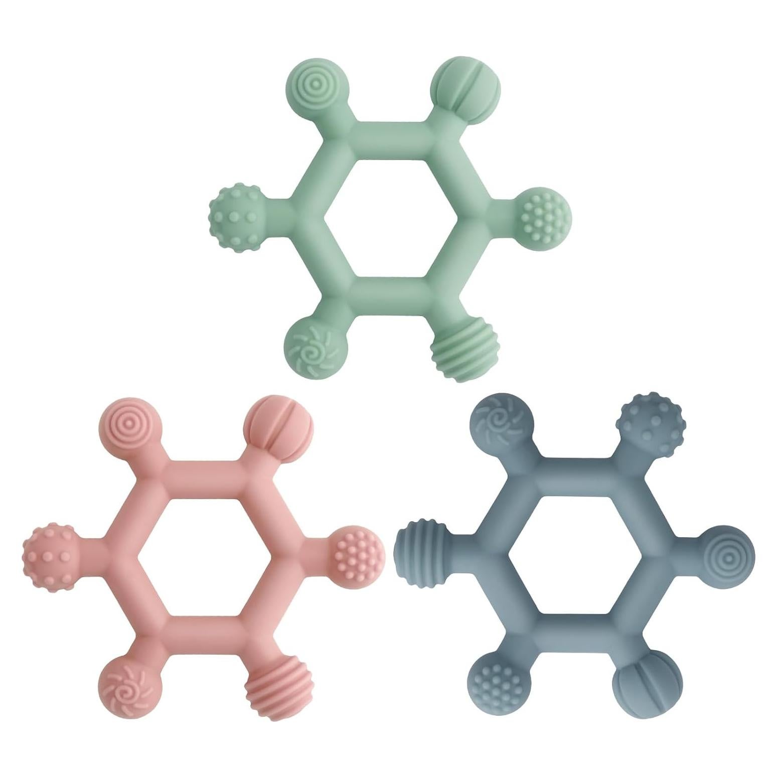Paquete de 3 Juguetes de Dentición Silicona BPA Free Bebés