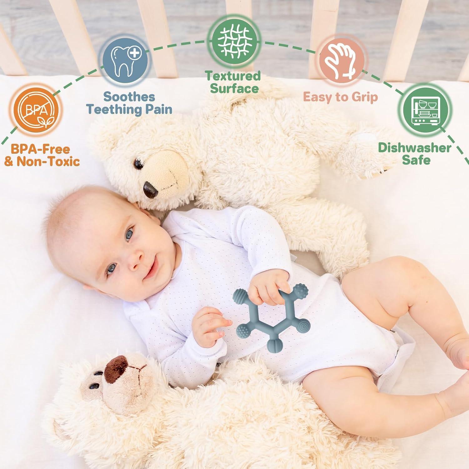 Paquete de 3 Juguetes de Dentición Silicona BPA Free Bebés