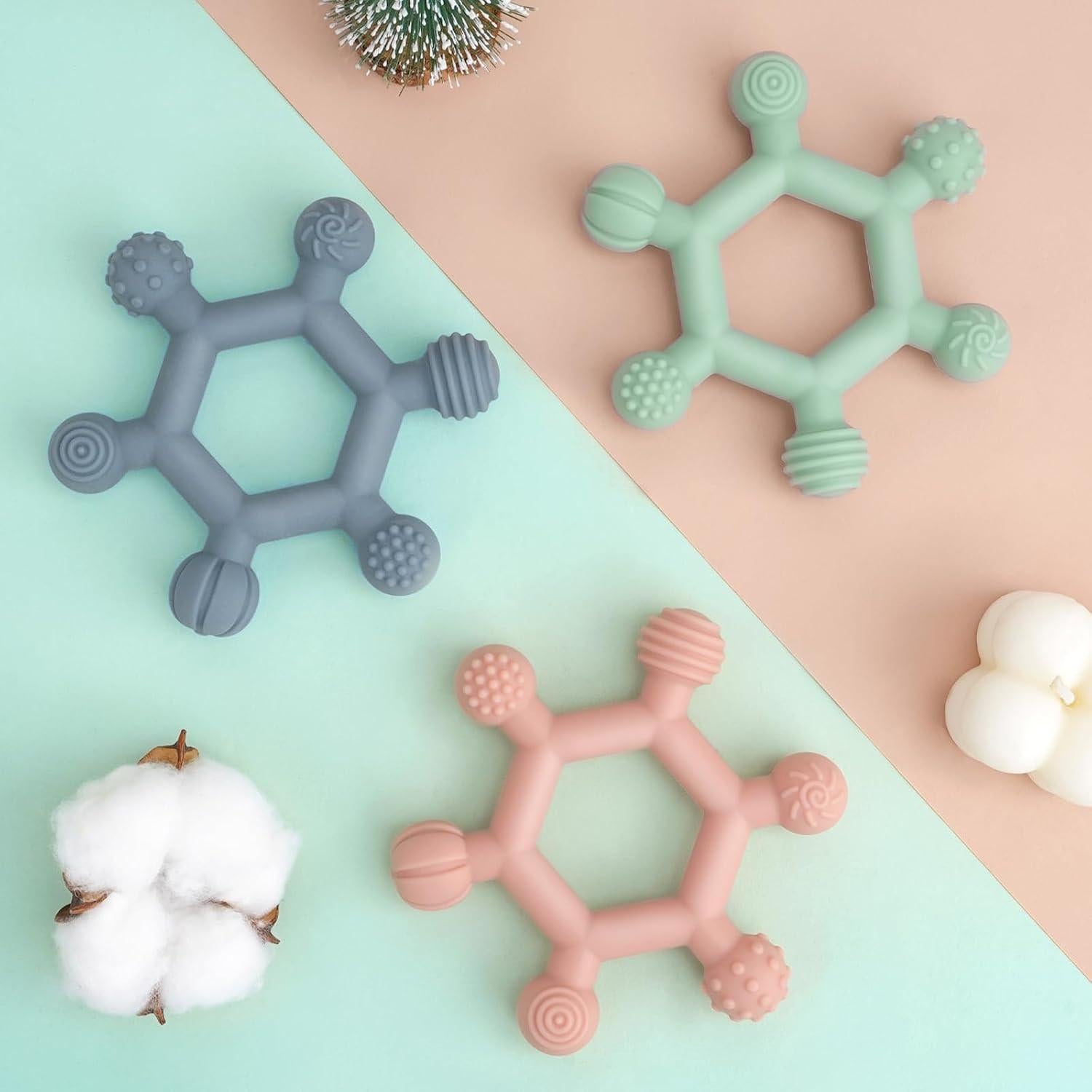 Paquete de 3 Juguetes de Dentición Silicona BPA Free Bebés