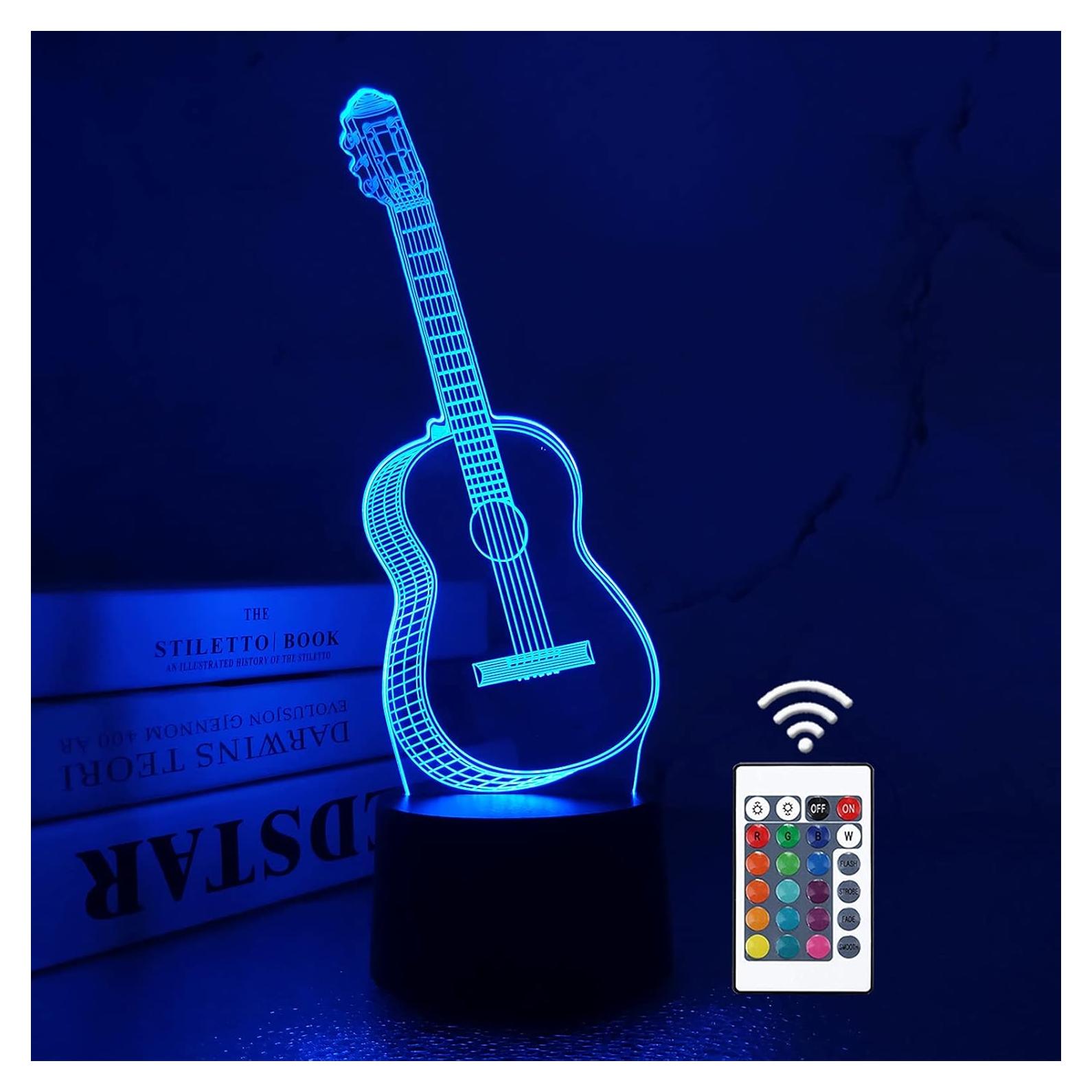 Luz Nocturna 3D FULLOSUN Guitarra con Control Remoto 16 Colores