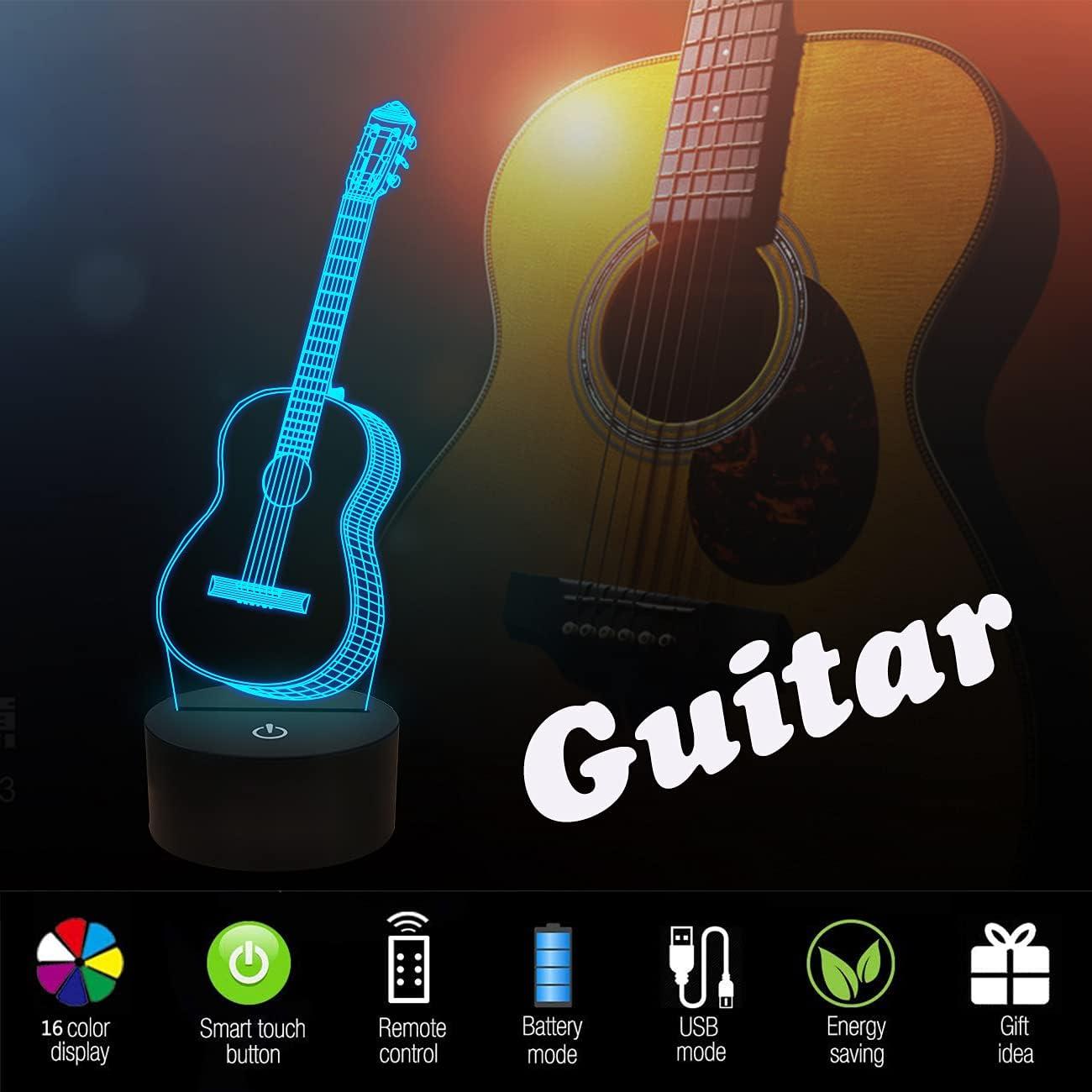 Luz Nocturna 3D FULLOSUN Guitarra con Control Remoto 16 Colores