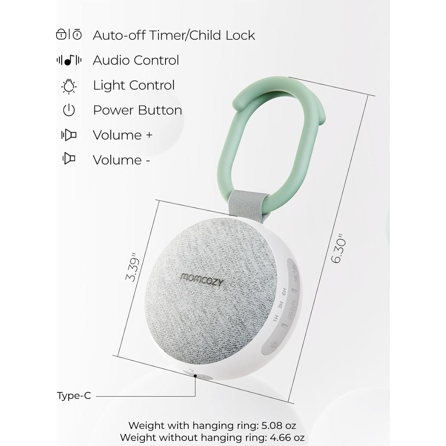 Máquina de Sonido Portátil Momcozy con Luz Nocturna y Bluetooth