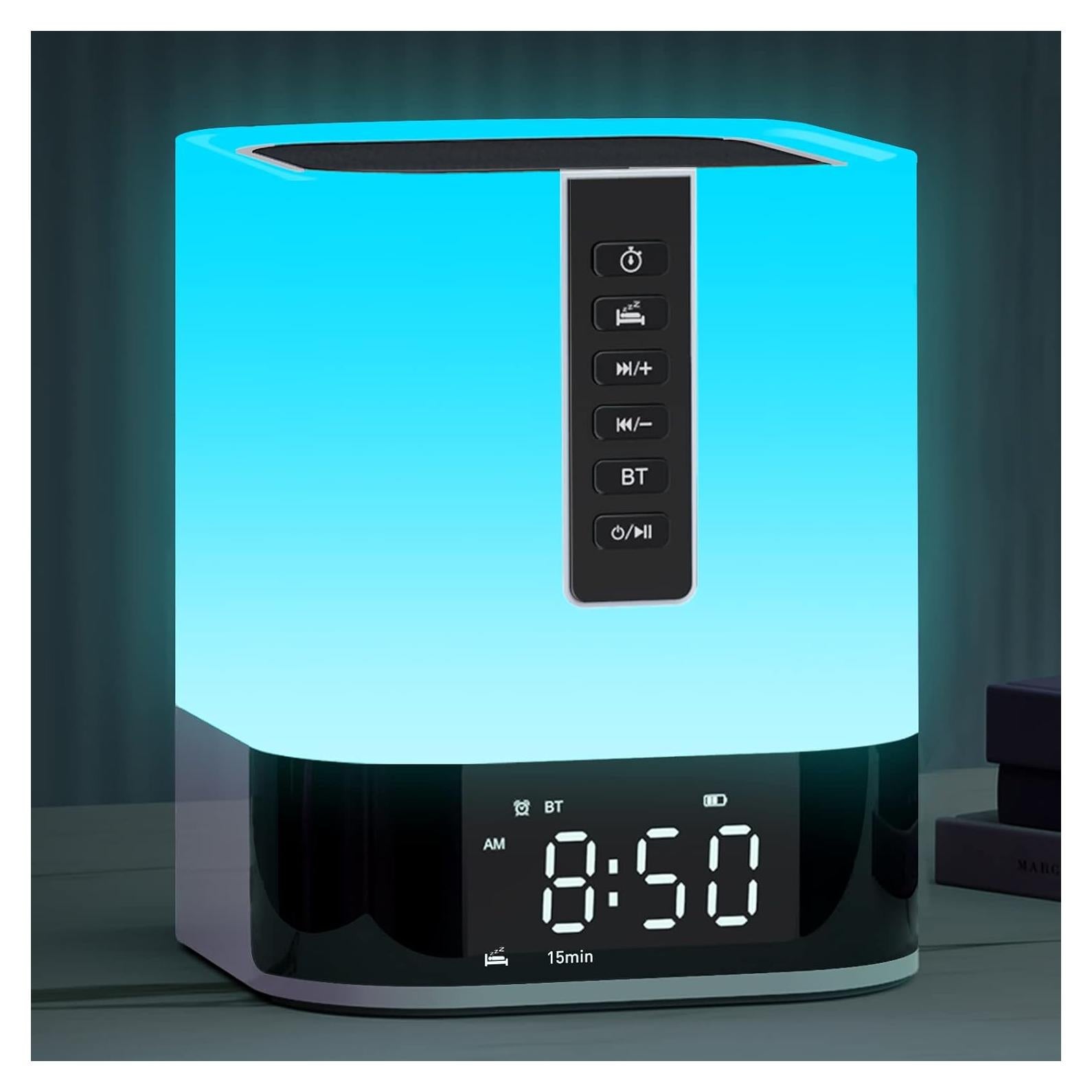 Reloj Despertador Bluetooth APUZOM con Luz Nocturna y Sonidos