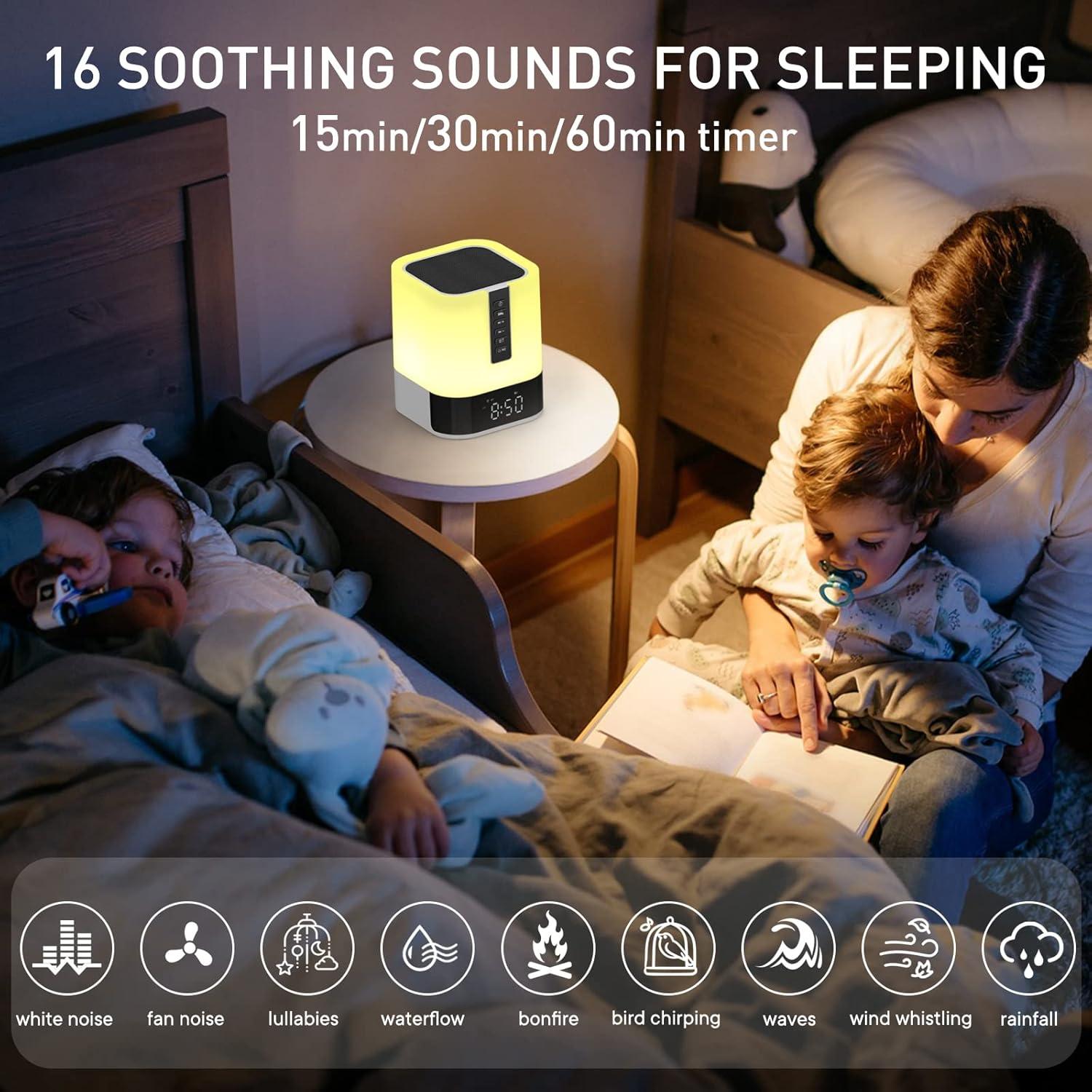 Reloj Despertador Bluetooth APUZOM con Luz Nocturna y Sonidos