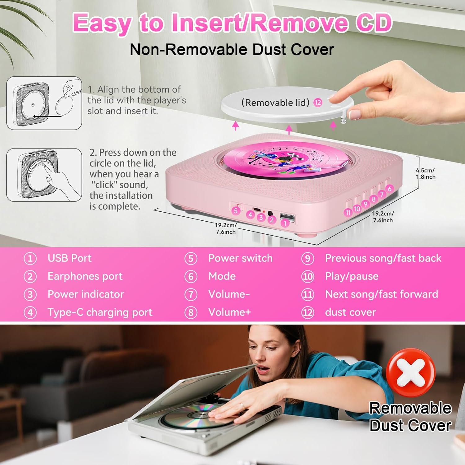 Reproductor de CD Portátil Gueray G-Y-01 Bluetooth 5.0 1800mAh