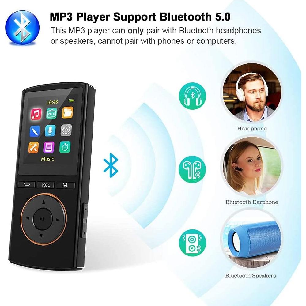 Reproductor MP3 MusRun Q8 64GB Bluetooth HiFi Deporte Negro