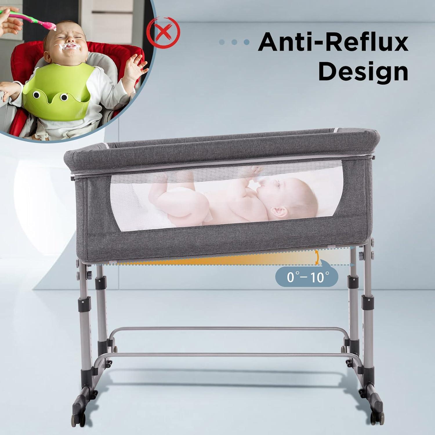 Cuna Doble Ihoming Lateral para Gemelos Ajustable Gris