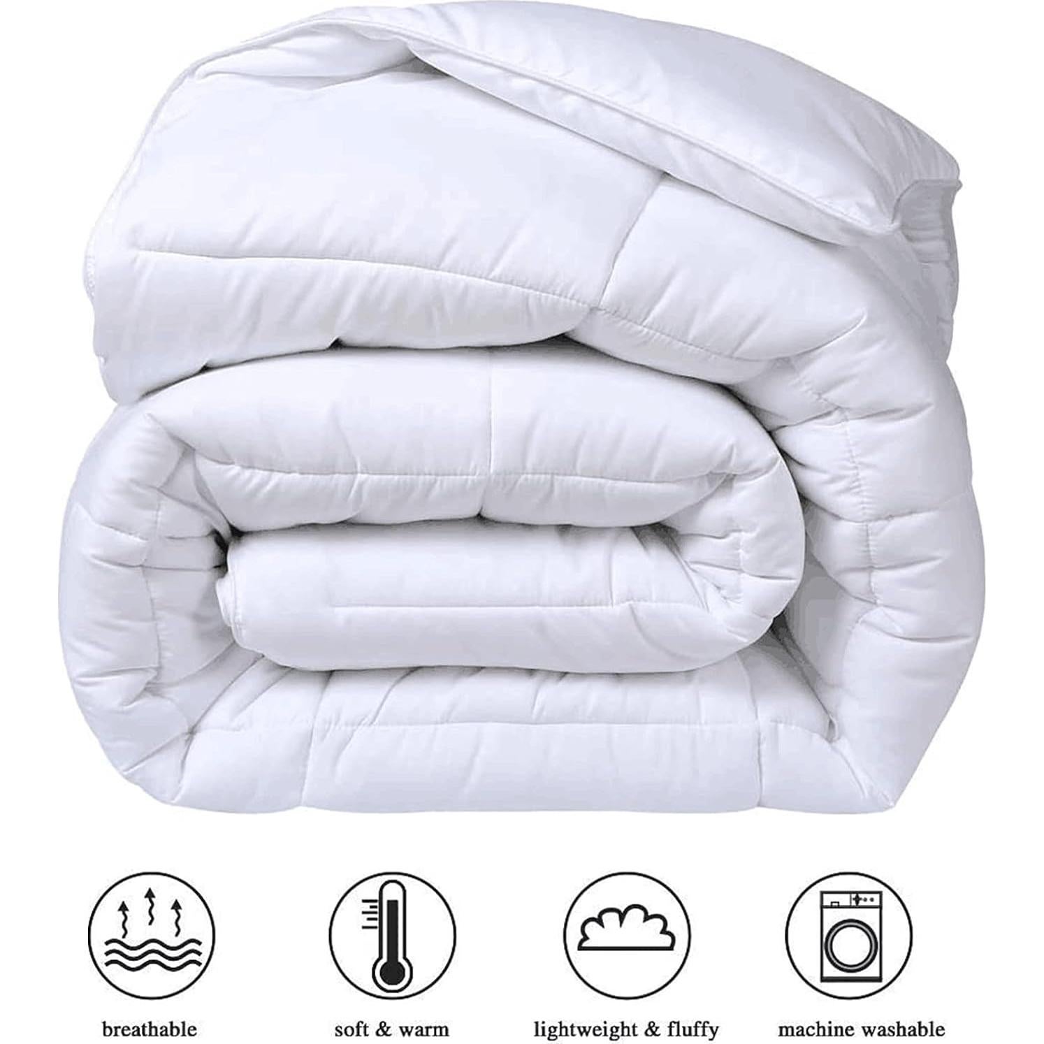 Edredón Queen COHOME Blanco - Relleno Suave y Ligero 223.5x223.5 cm