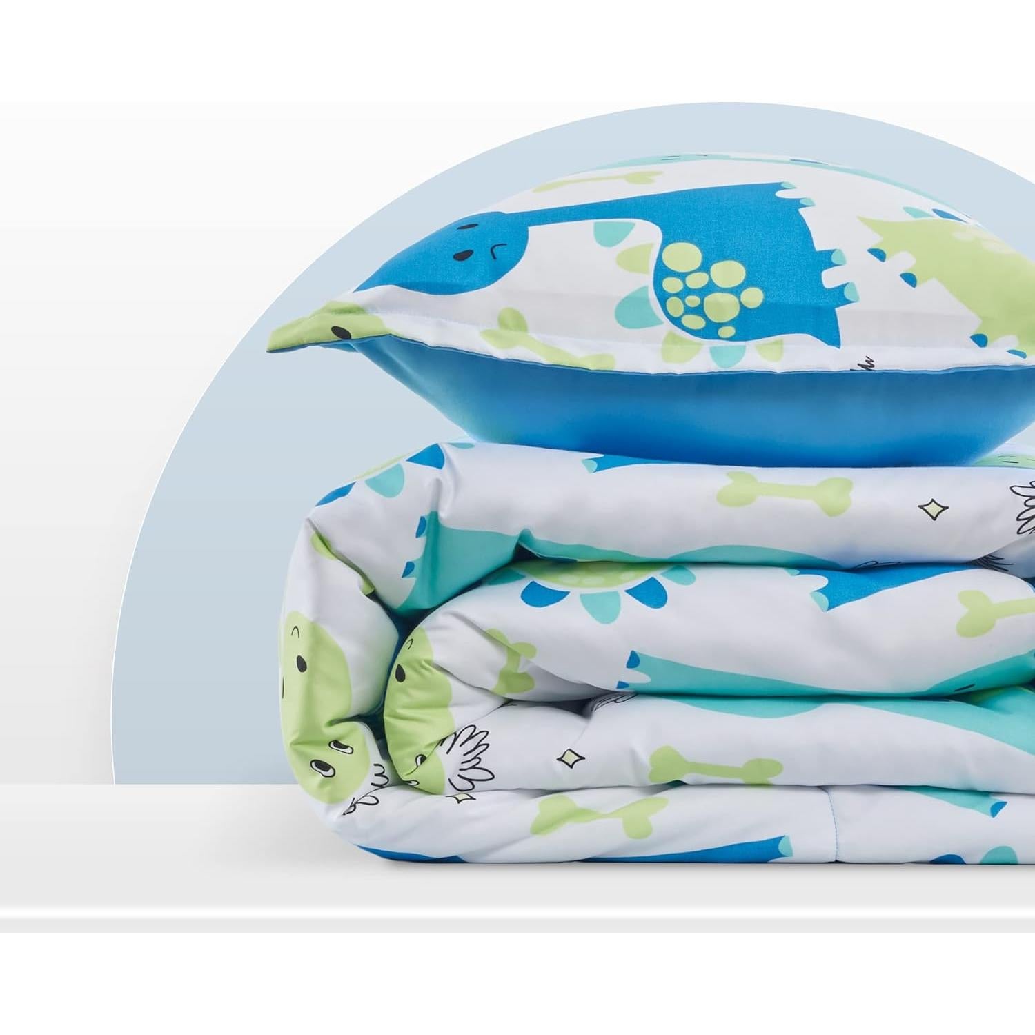 SLEEP ZONE Juego de Ropa de Cama Twin Dino Lindo - Suave y Duradero