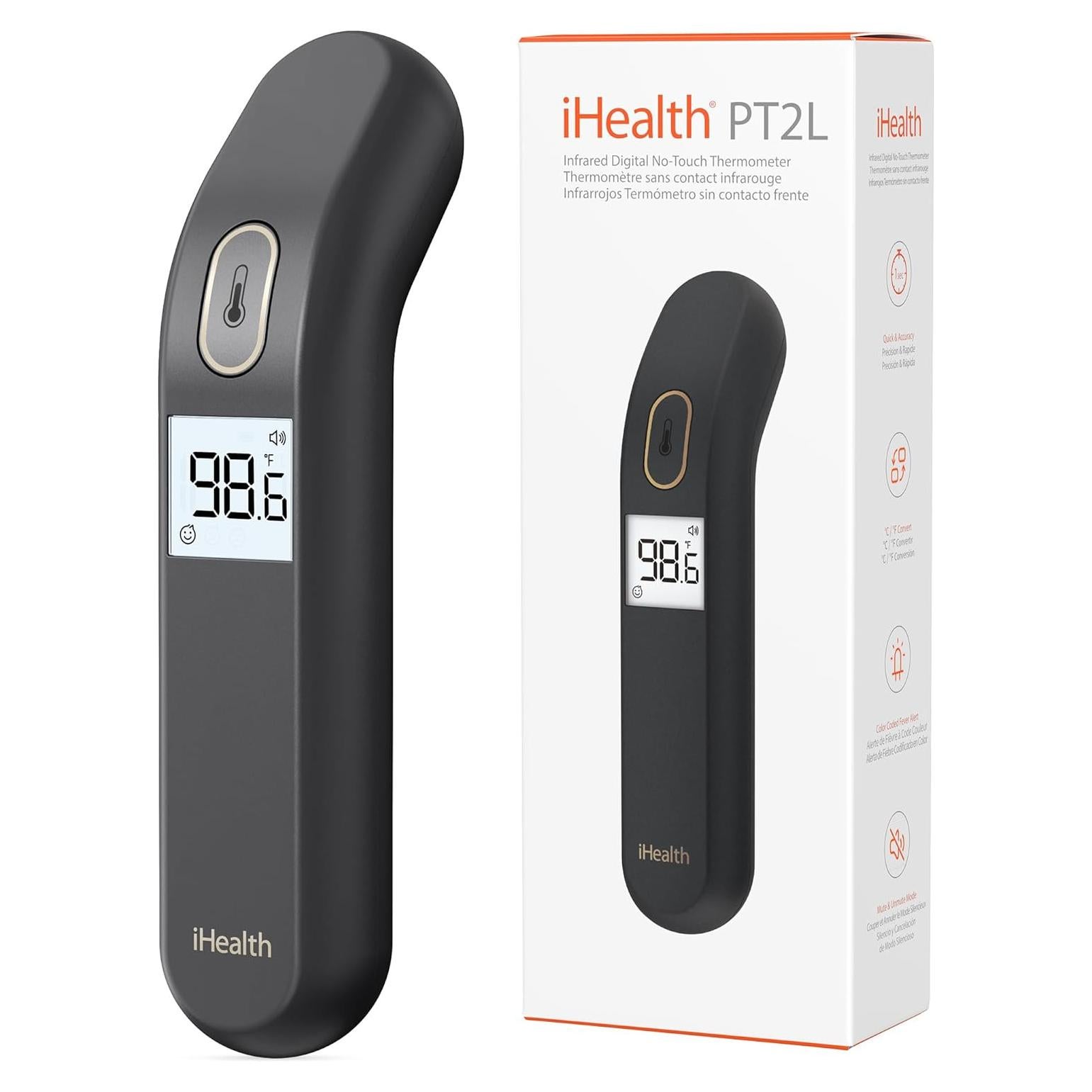 Termómetro Sin Contacto iHealth PT2L Negro para Adultos y Niños