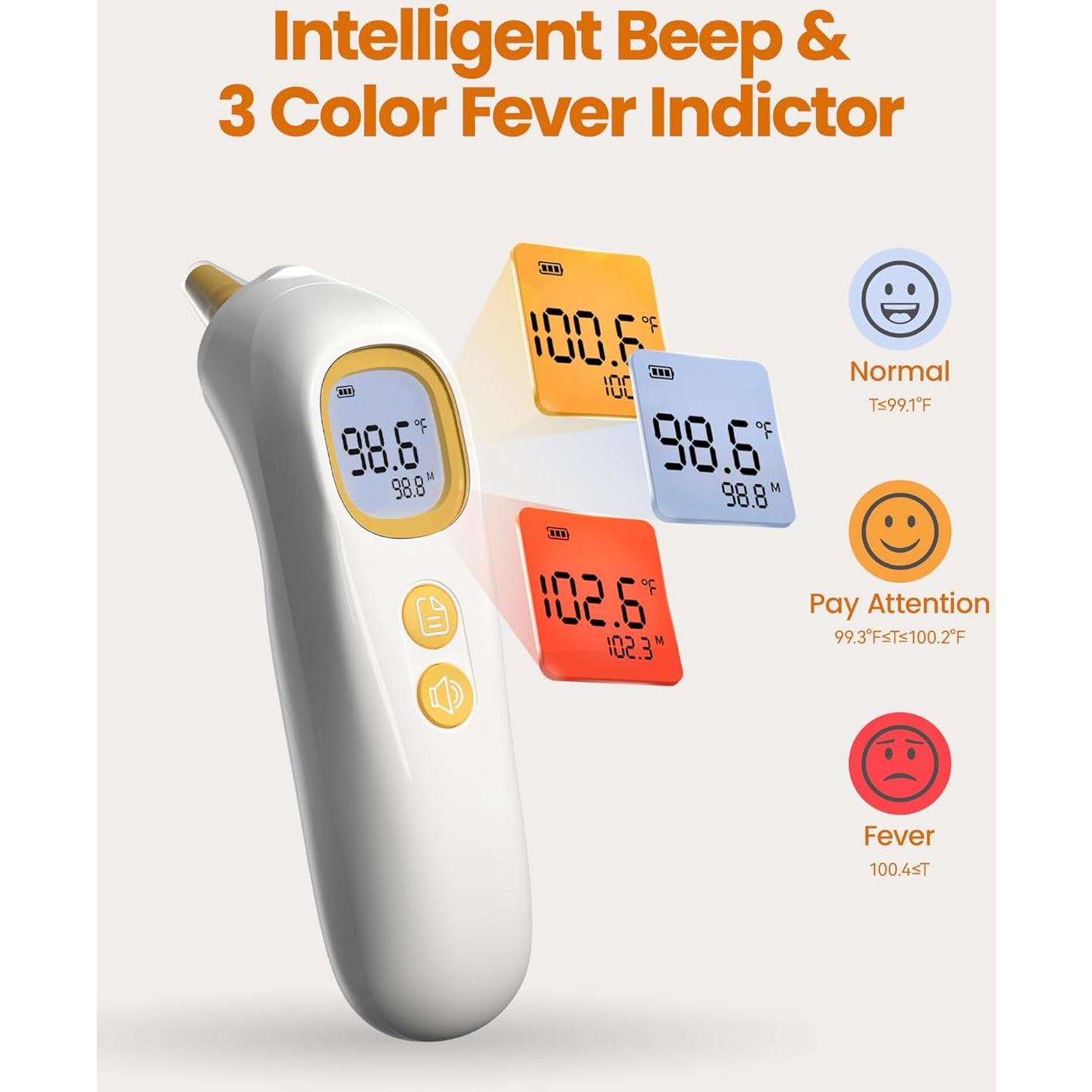 Termómetro de oído Femometer ET107, rápido y preciso, 32 memorias