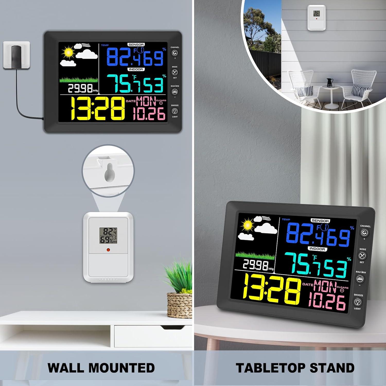 Estación Meteorológica Inalámbrica Urageuxy 8.3" Interior Exterior