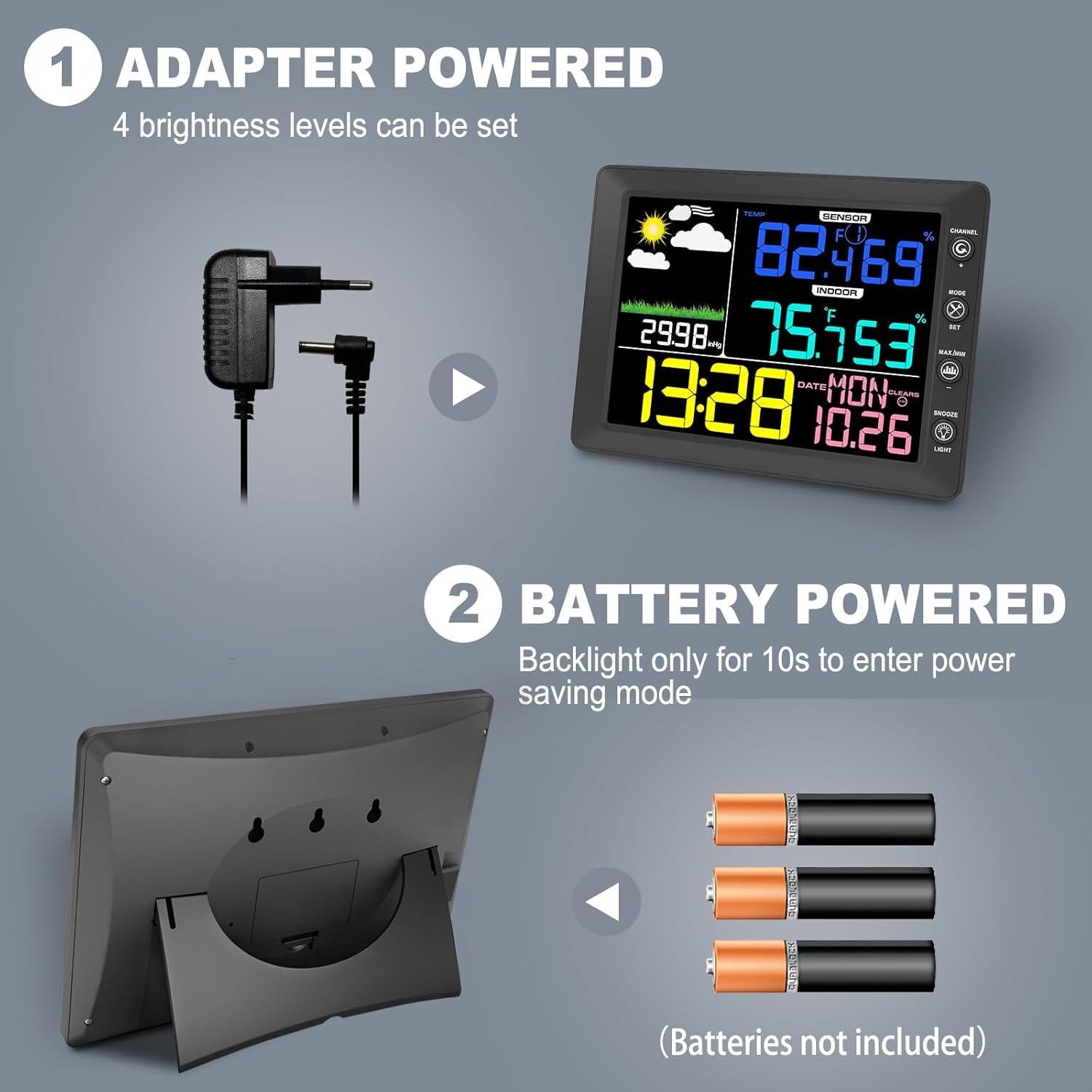 Estación Meteorológica Inalámbrica Urageuxy 8.3" Interior Exterior