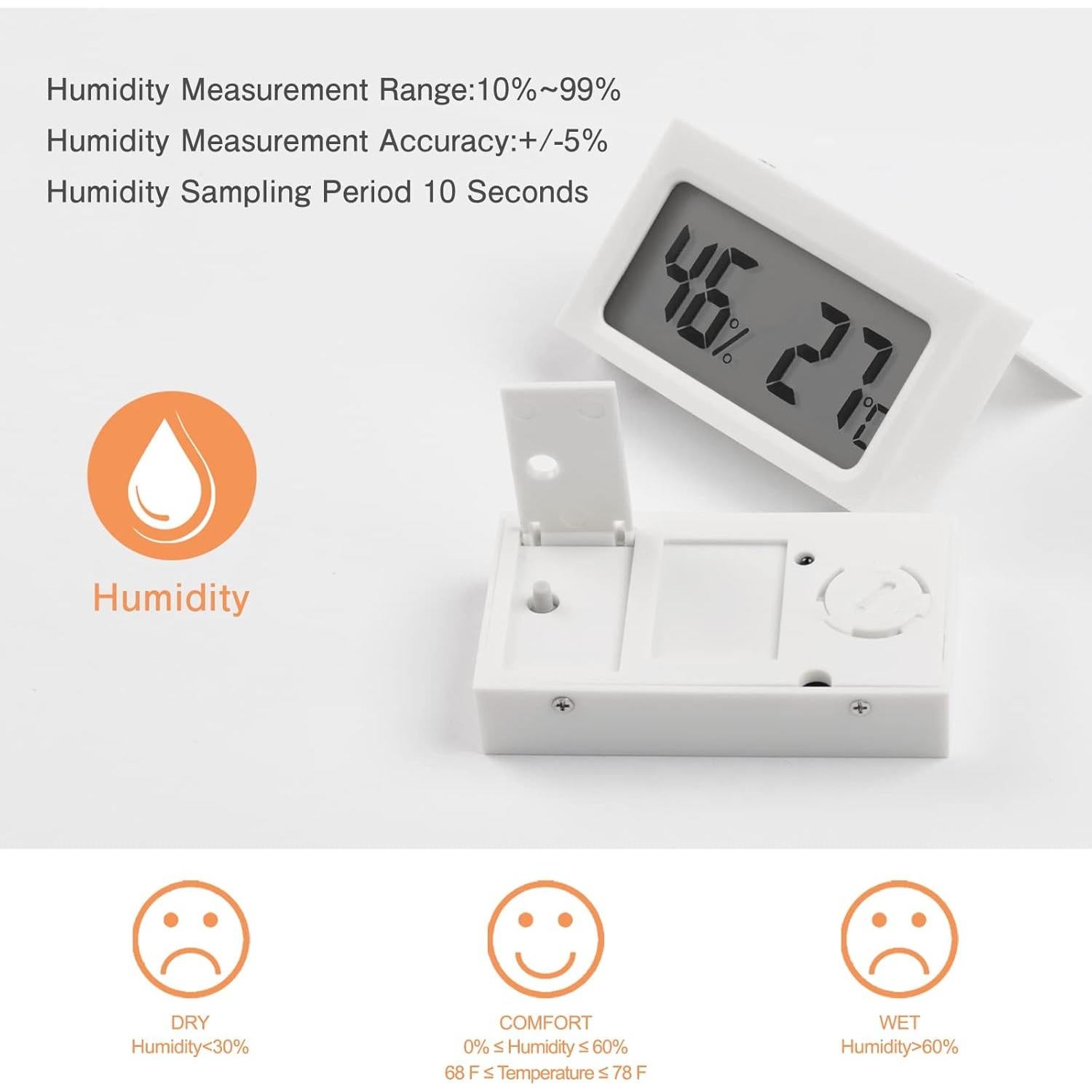 Higrómetro Digital SEISSO con Pantalla LCD - 4 Paquete
