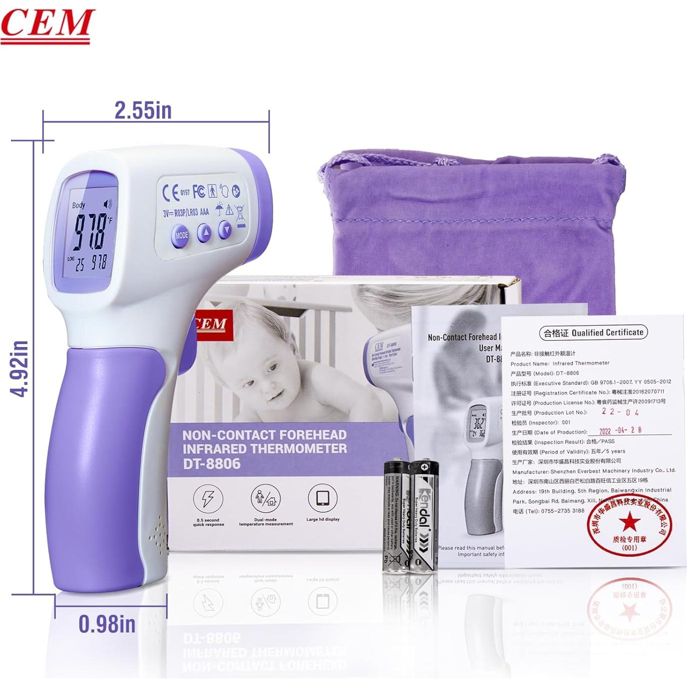 Termómetro Digital Infrarrojo CEM DT-8806 Sin Contacto