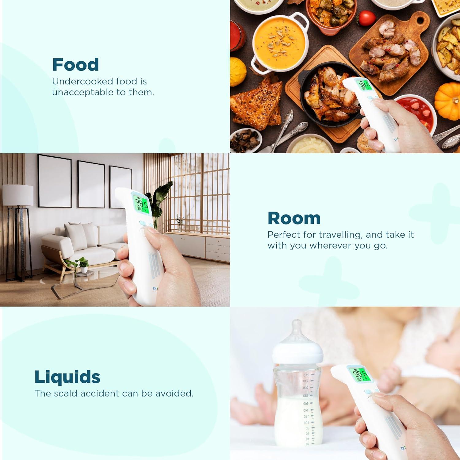 Termómetro Infrarrojo Digital DrBash 3 en 1 para Bebés y Adultos