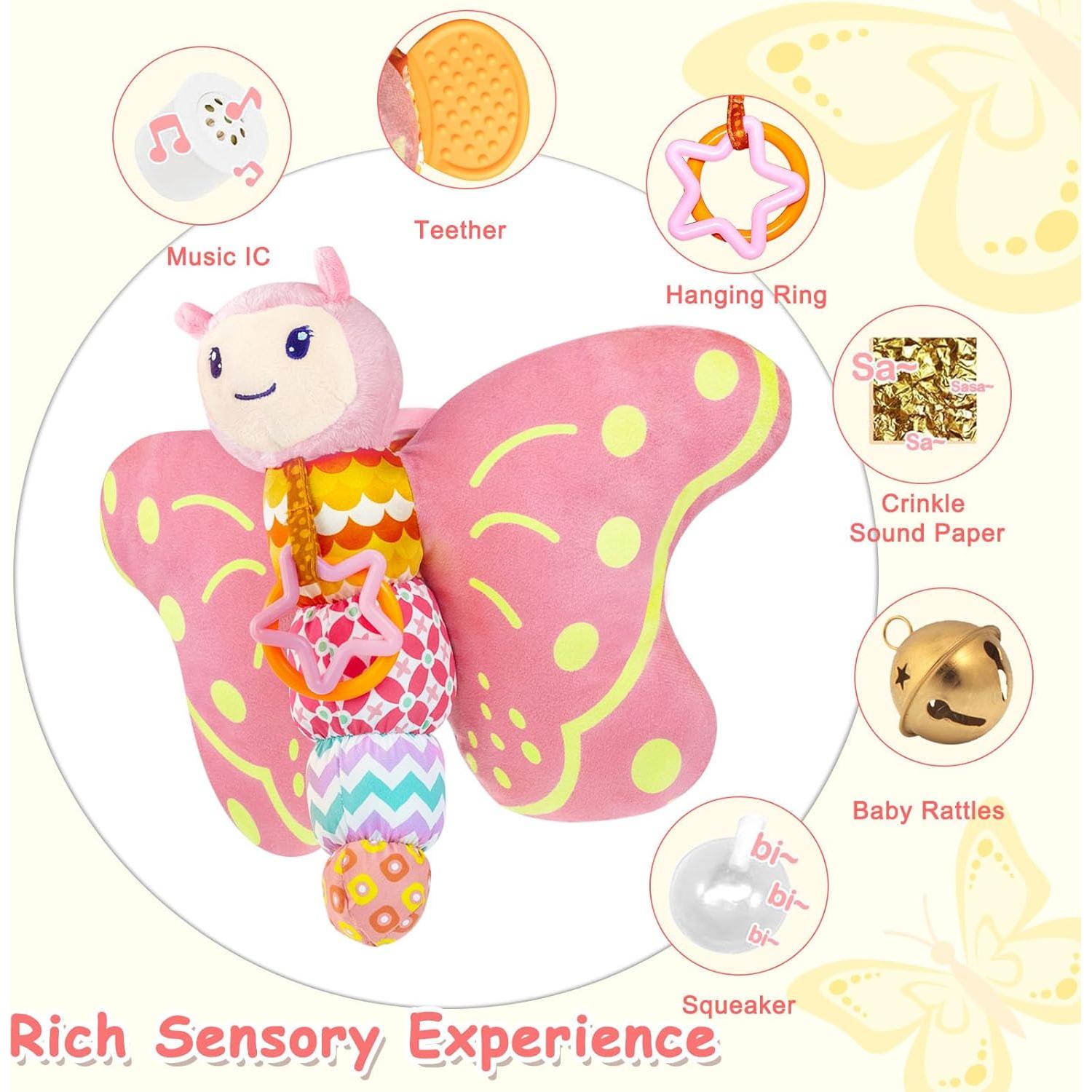 Juguete Musical Sensorial para Bebés Mariposa Rosa VOILBTOY