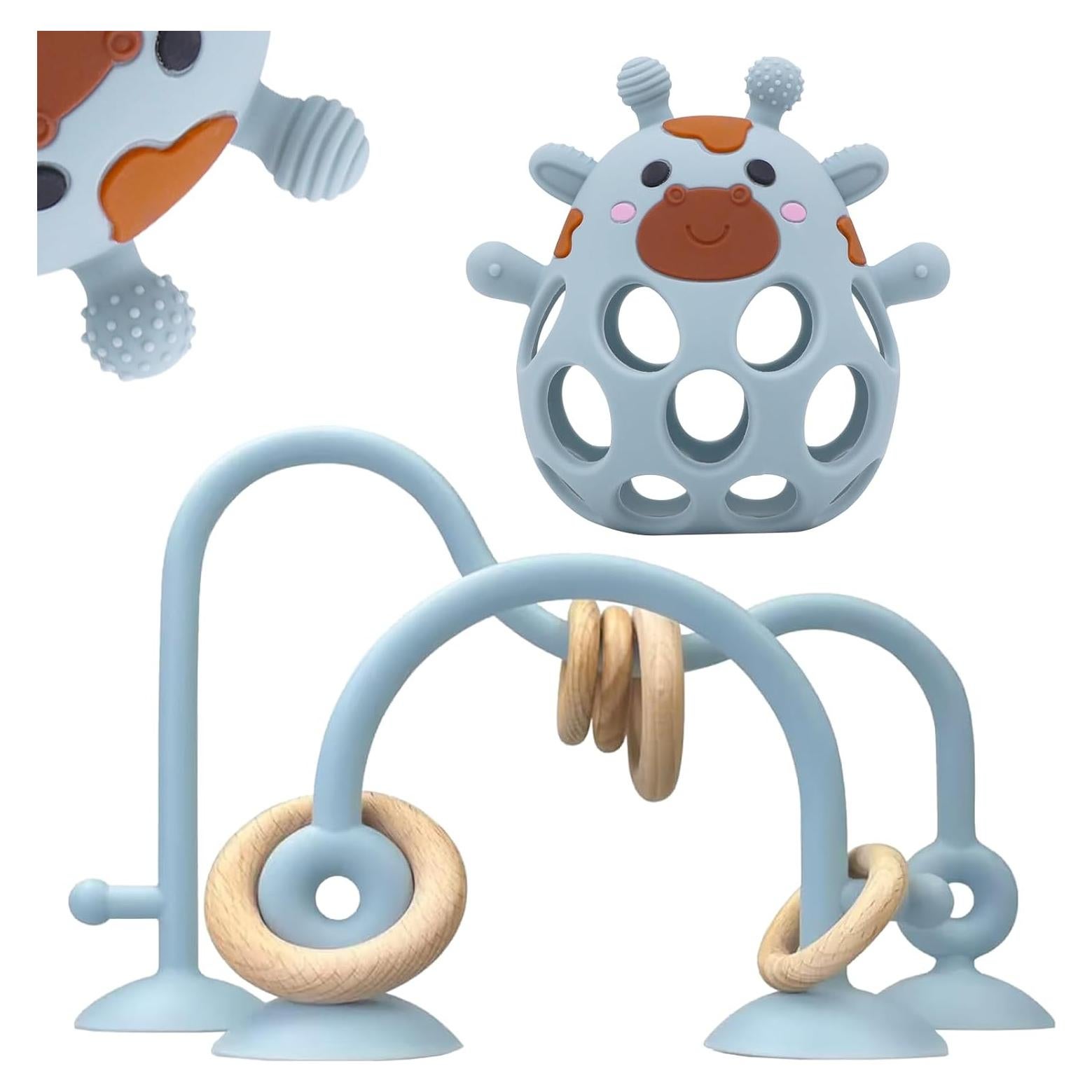 Juguetes Mordedores para Silla Alta Bebé Silicona Azul 6-18 Meses