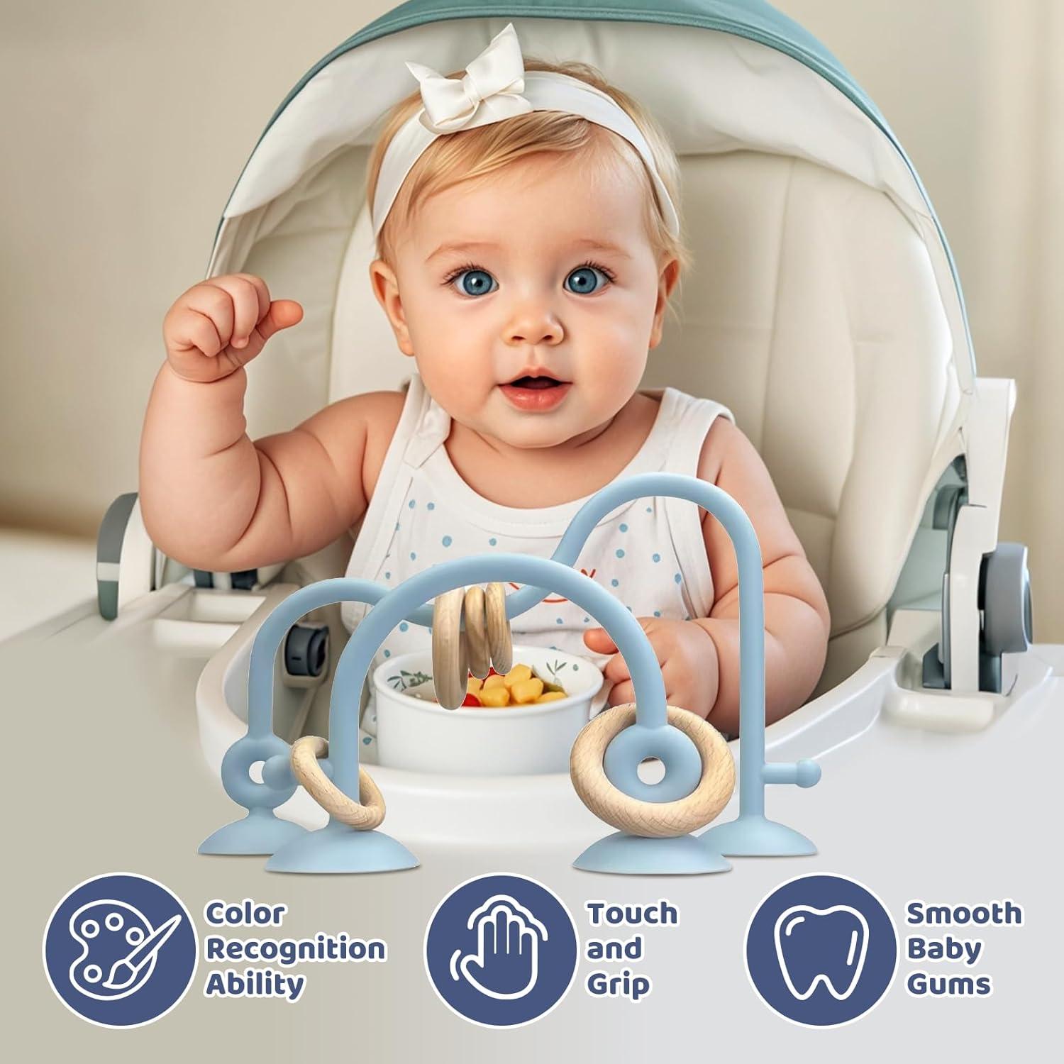 Juguetes Mordedores para Silla Alta Bebé Silicona Azul 6-18 Meses