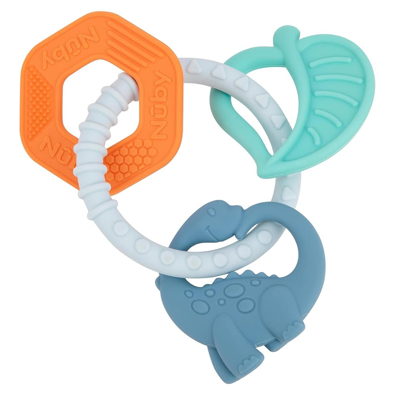 Anillo de Dentición Dino Chewy Charms Nuby - Silicona Suave 3+ Meses