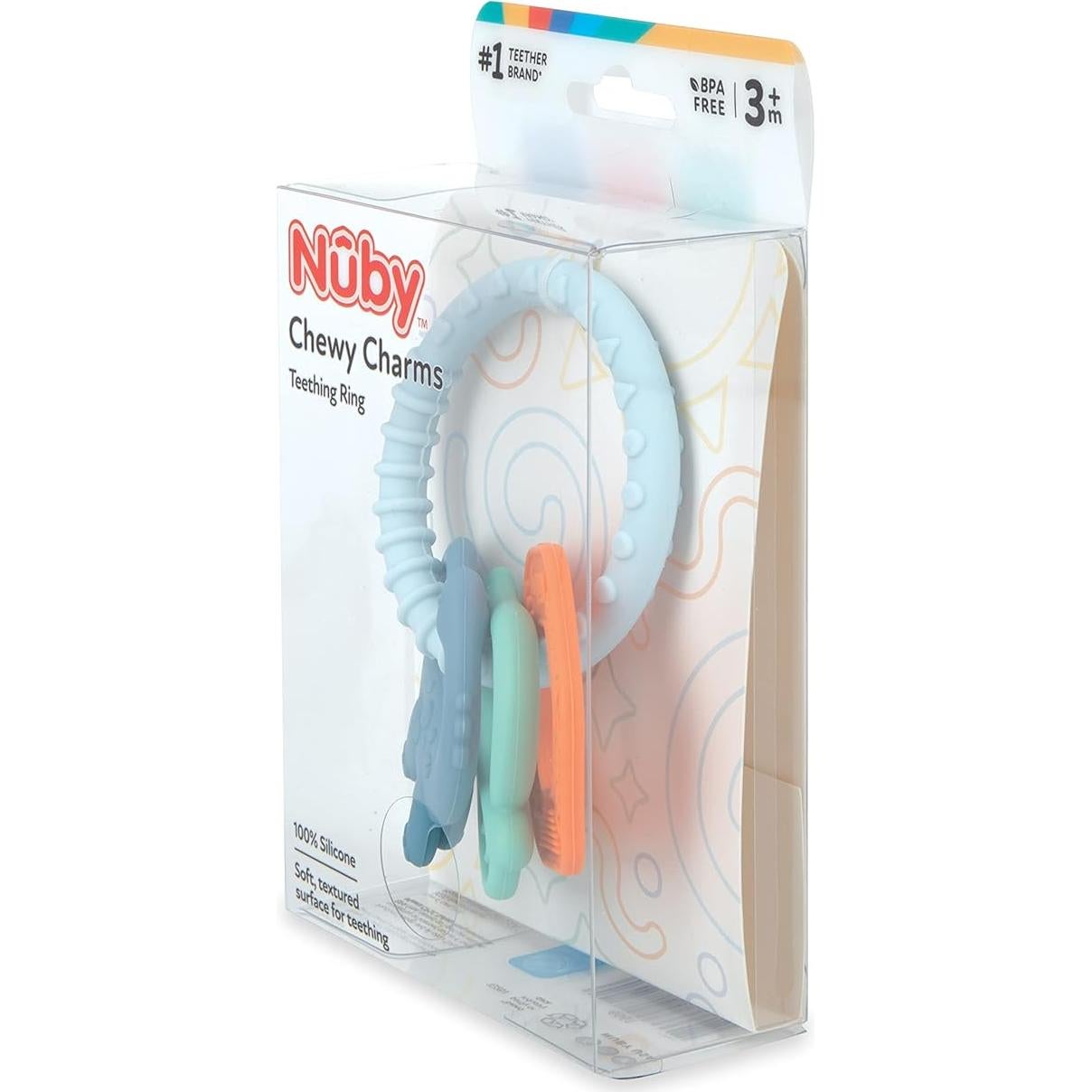 Anillo de Dentición Dino Chewy Charms Nuby - Silicona Suave 3+ Meses