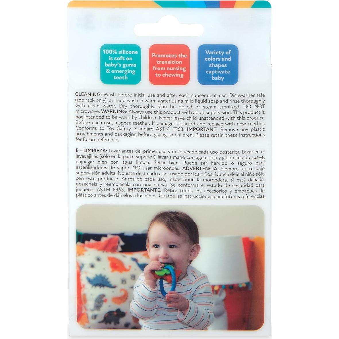 Anillo de Dentición Dino Chewy Charms Nuby - Silicona Suave 3+ Meses